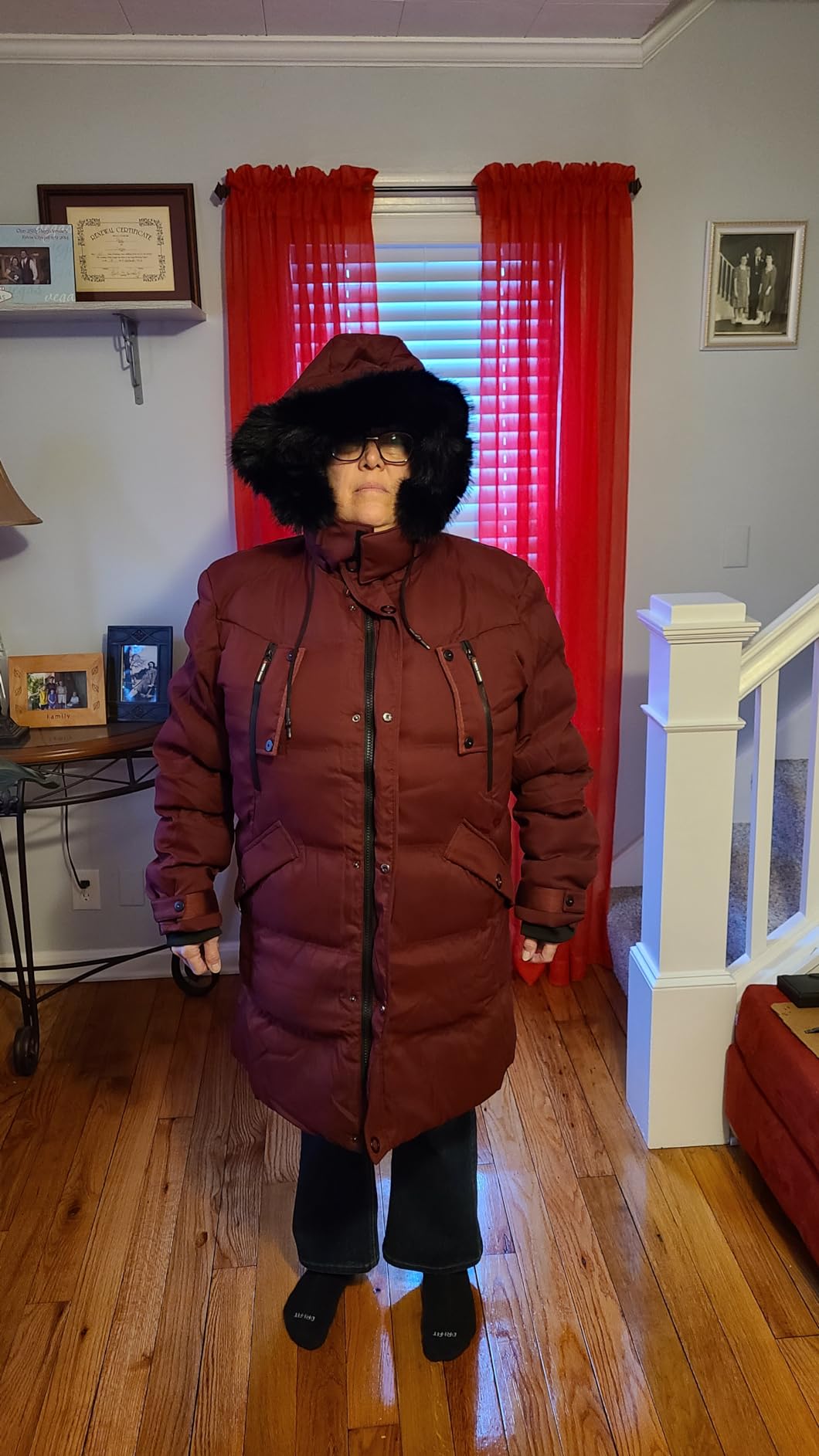 Men's Warm Parka Ski Jacket Water Resistant Puffer Jacket Long Winter Coat with Removable Faux Fur Hood customer photo 2