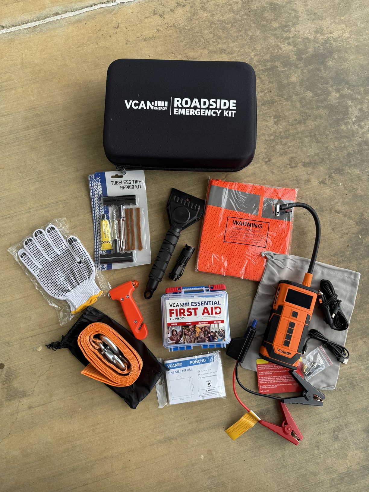 Jump Starter with Air Compressor, VCANENERGY Roadside Emergency Car Kit with 12V Portable Battery Jump Starter & Tire Inflator for Cars, Trucks, SUVs customer photo 1