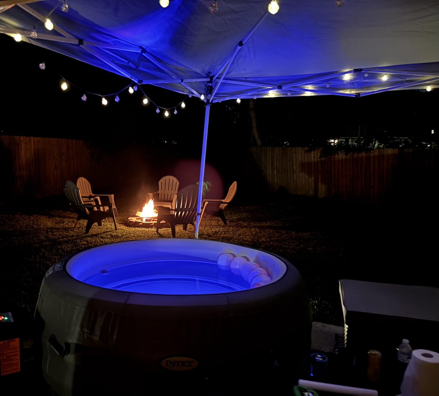 INTEX SimpleSpa 6 Person Round Inflatable Hot Tub, Bubble Massage Spa Set with Insulated Cover, Thermal Ground Cloth, & Chemical Dispenser, 85 in x 26 in customer photo 1