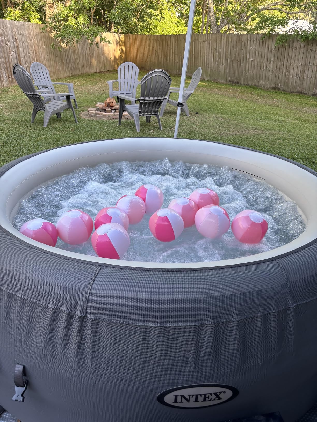 INTEX SimpleSpa 6 Person Round Inflatable Hot Tub, Bubble Massage Spa Set with Insulated Cover, Thermal Ground Cloth, & Chemical Dispenser, 85 in x 26 in customer photo 2