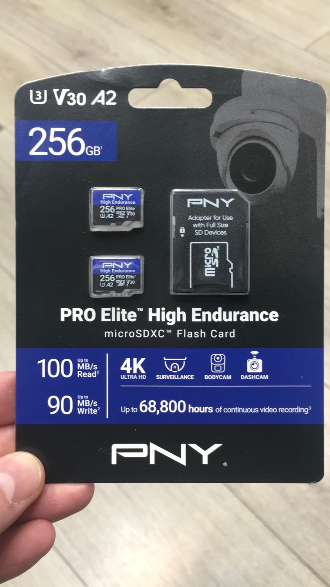 PNY 256GB PRO Elite High Endurance C10 U3 V30 A2 microSDXC - Up to 68.8K Continuous Recording Hours, Up to 100/90MB/s Read/Write, 4K UHD, Full HD, UHS-I, Surveillance, Home Security, Dash Cam customer photo 2