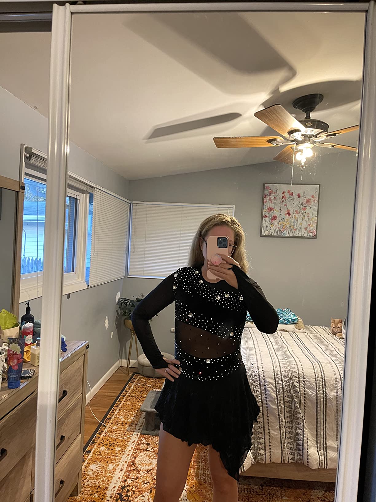 LIUHUO Figure Skating Dress - Black Velvet Dress for Girls Competition customer photo 1