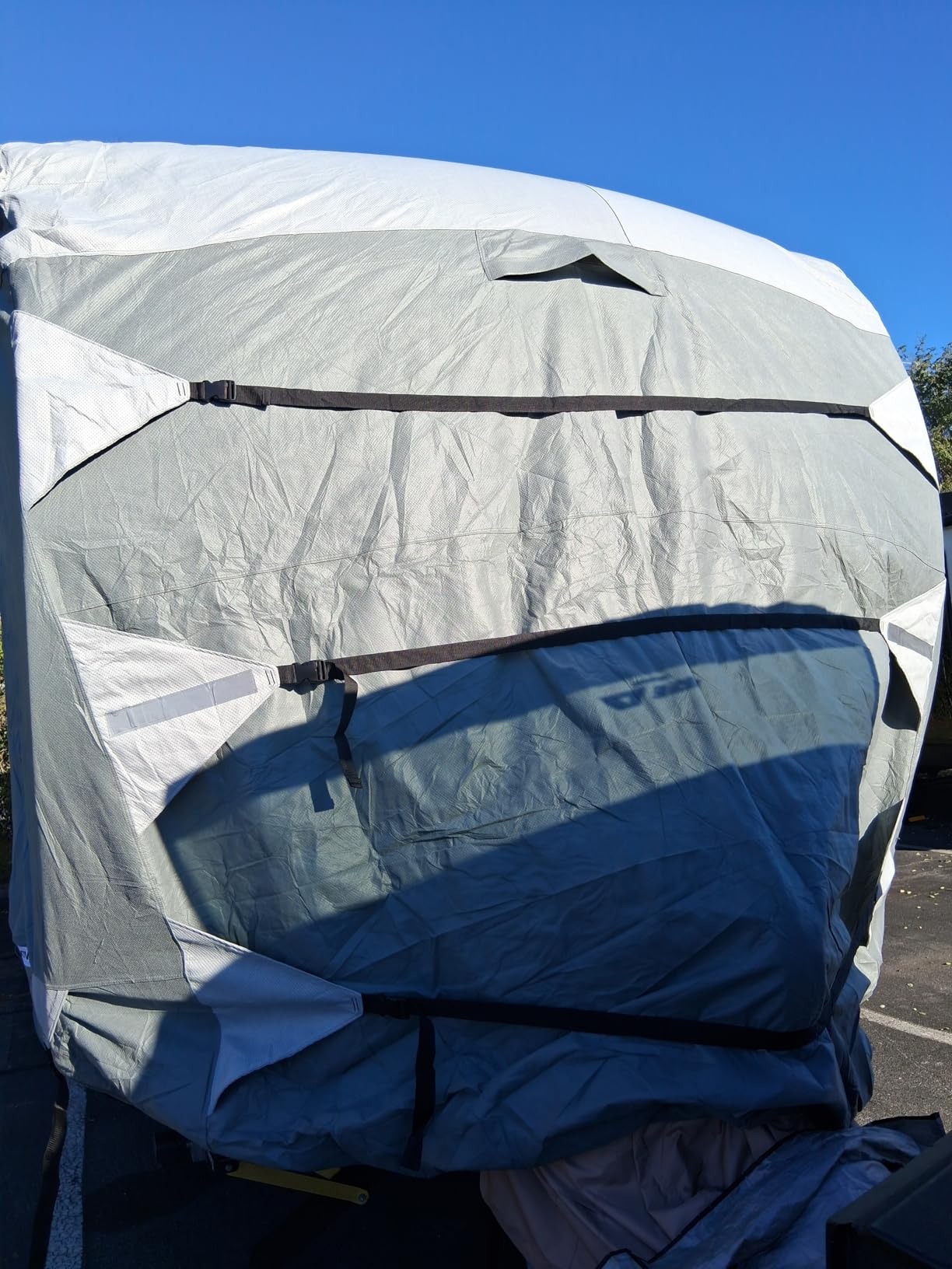 KING BIRD RV Cover, Heavy Duty Snow Protection, Fits 30-33ft Travel Trailers Campers, with Adhesive Repair Patches,Windproof Straps&Tire Covers customer photo 1