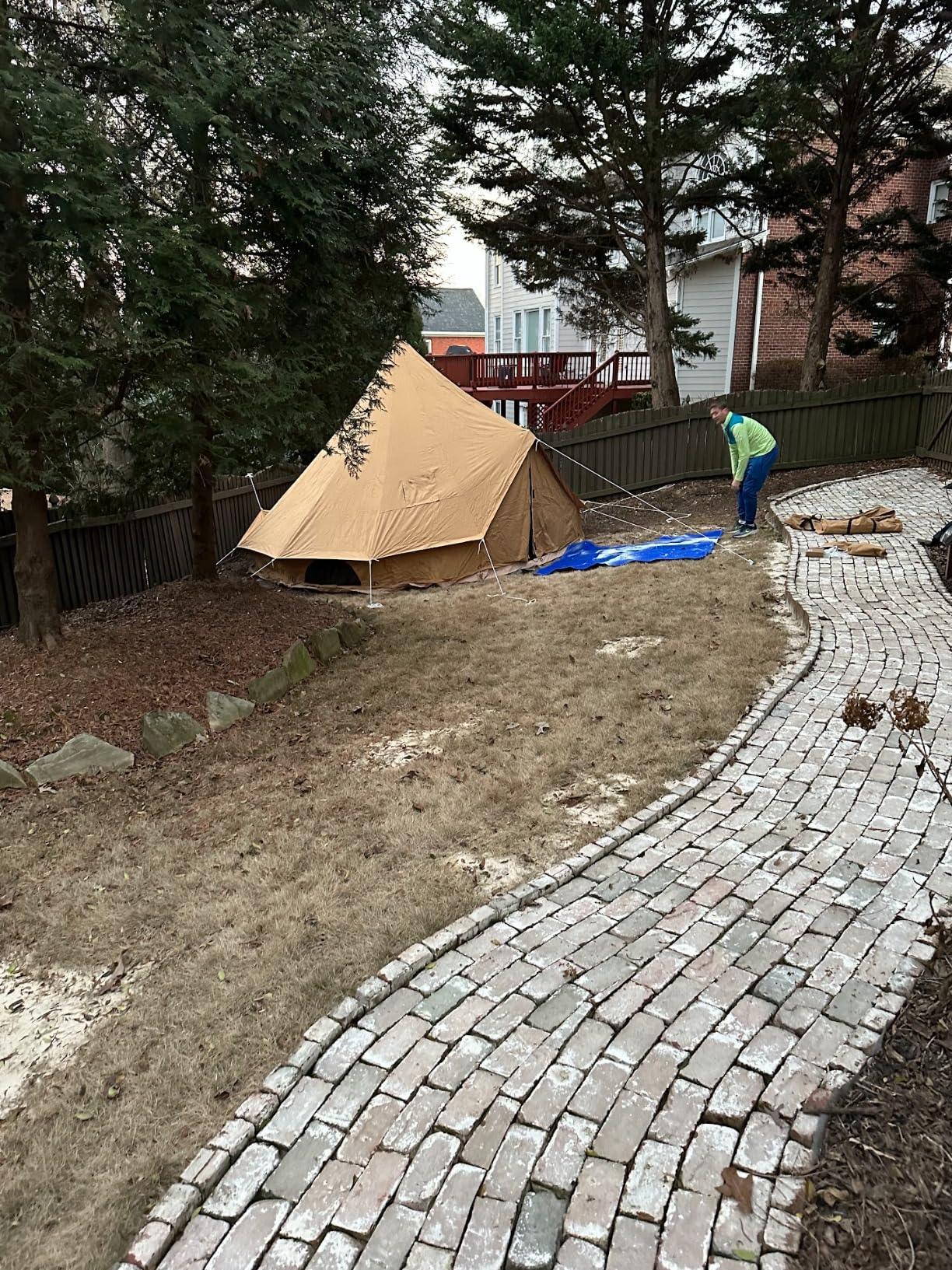 Canvas Bell Tent, Yurt with Stove Jack, Waterproof and Breathable Glamping Wall Tent, Detachable Groundsheet for Camping Party customer photo 2