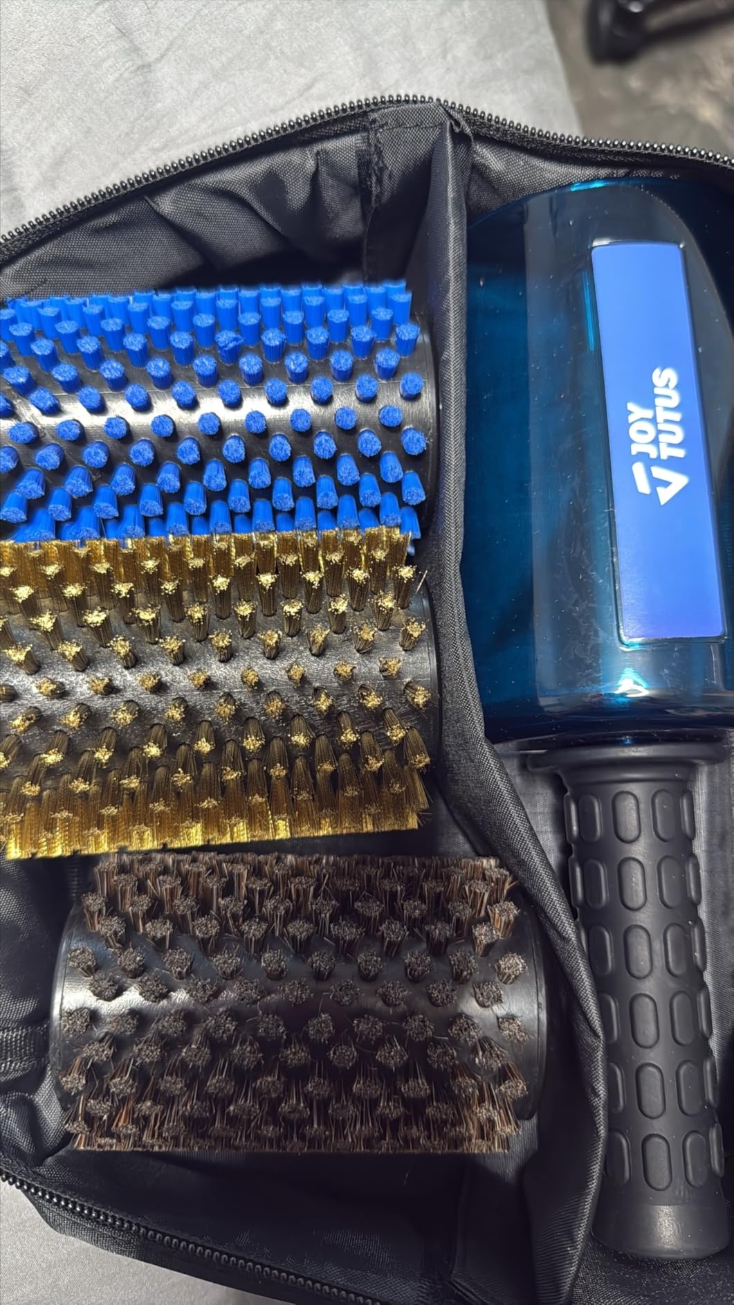 JOYTUTUS Ski Roto Brush Kit with Quick-Change Axle - 100mm Wide 3-Pack Professional Brushes (Brass, Horse Hair, Nylon) for Ski & Snowboard Waxing customer photo 1