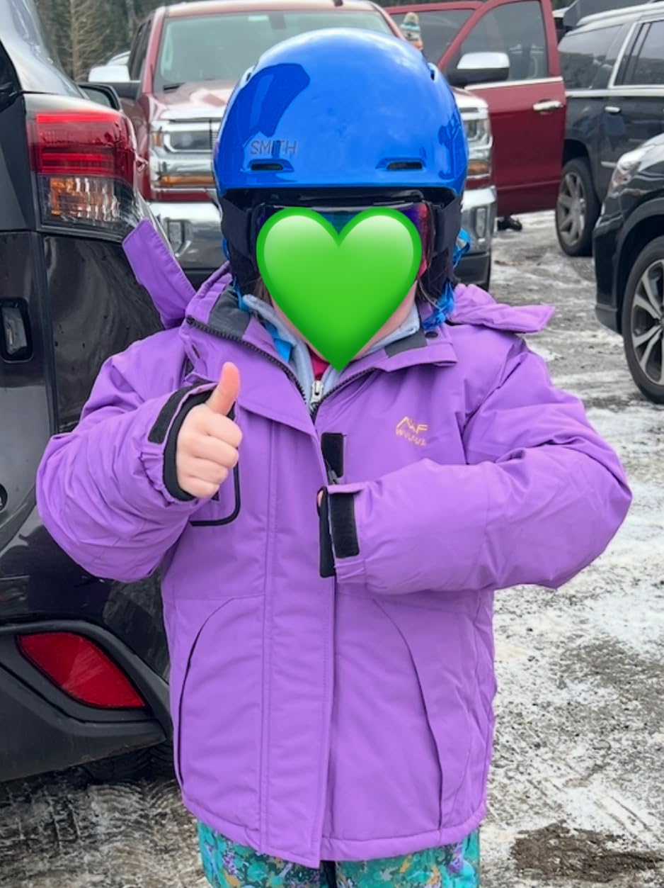 WULFUL Girl's Waterproof Ski Jacket Warm Fleece Hooded Winter Snow Coat customer photo 2