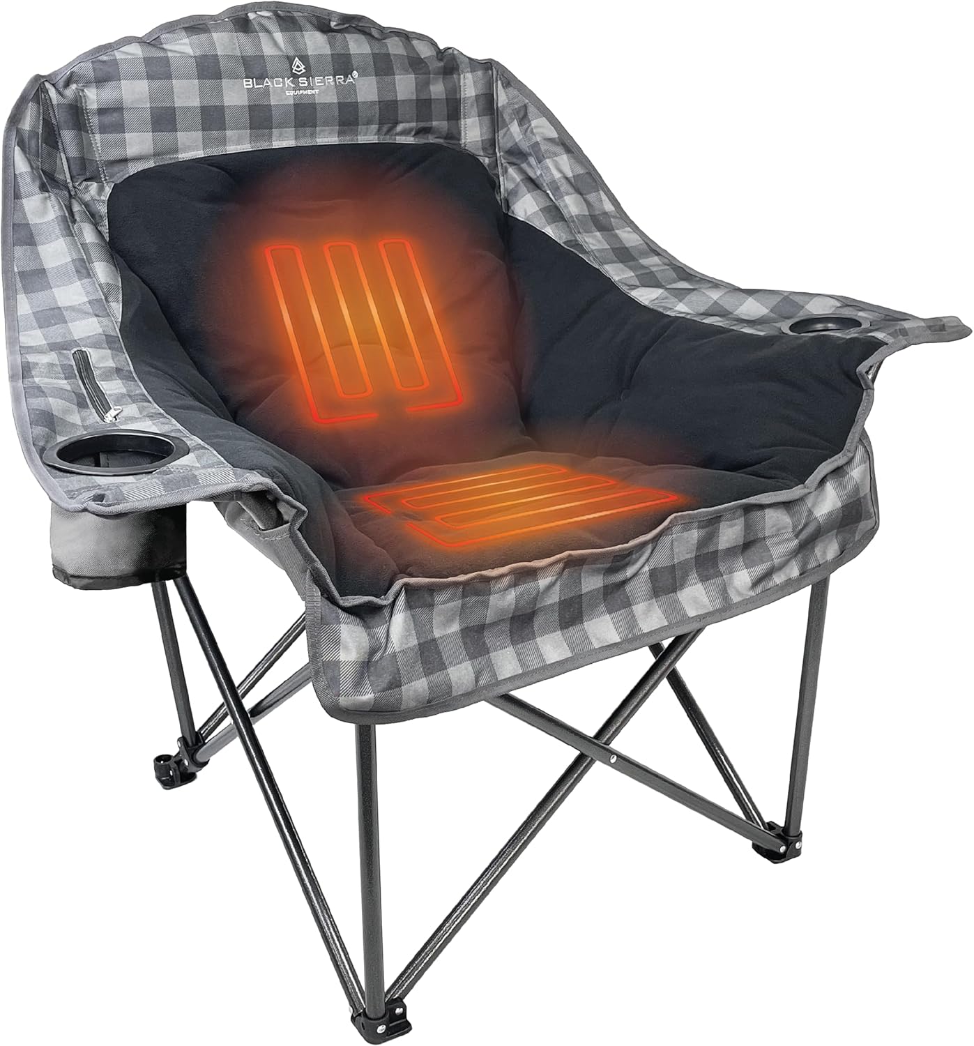 Black Sierra Heated Plush Fleece XL Padded Camping Chair for Adults, Oversized Heavy Duty Folding Seat with 3-Level Heat & Battery Pack, Supports 400 lbs, Cup Holders & Carry Bag for Camping & Patio customer photo 1