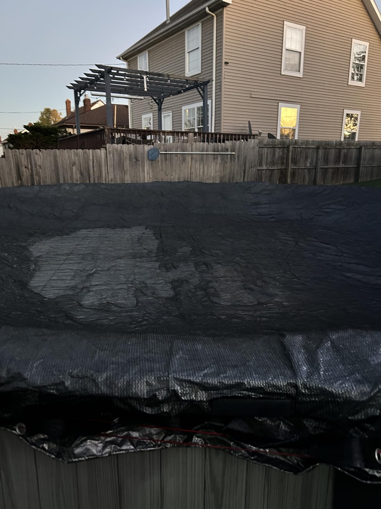 Mesh Pool Covers for Above Ground Pools 18 Foot, Heavy-Duty Round Swimming Pool Leaf Net Cover with Winch & Cable for Leaves and Debris, 0.07in Dense Mesh Pool Cover, 3.3-feet Overlap customer photo 2