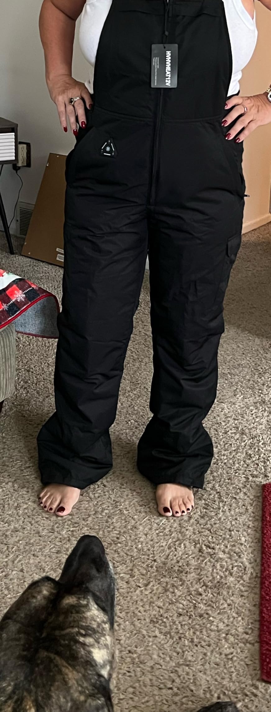12V 20000mAh Women Heated Pants Overalls - Ski Winter Snow Overalls, with Battery and Light-Off Design customer photo 2