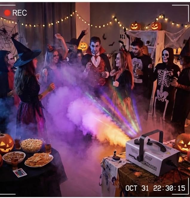 Fog Machine Outdoor Indoor 1200W, 6000CFM Smoke Machine with 12 LED Lights, 13 Colors & 4 Effects, Dual Wireless Remotes & Auto Fogger for Halloween, Parties, DJ, Stage, Wedding Events customer photo 2