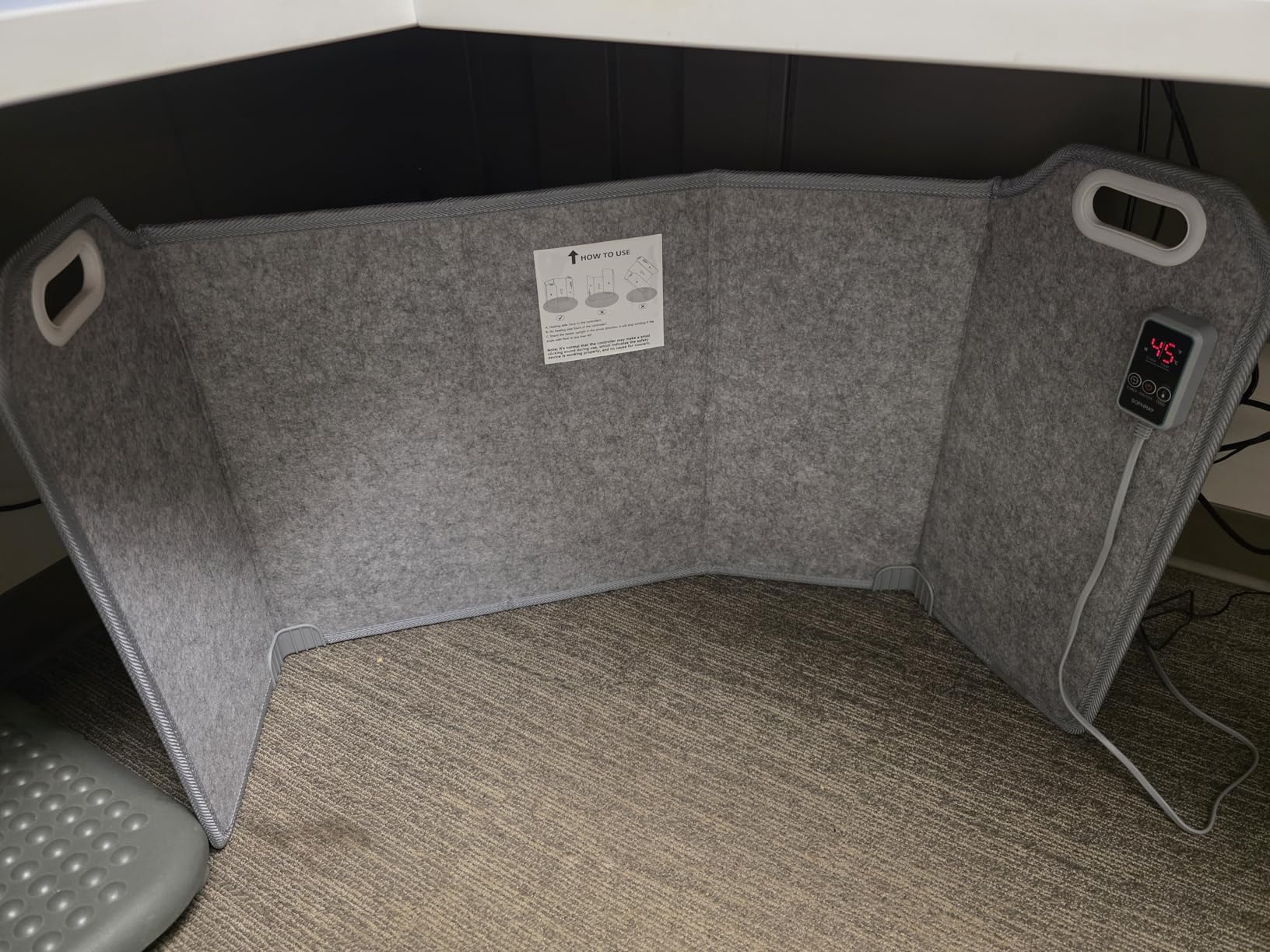 Foldable Under Desk Heater with Blanket, 5-Fold Plus Size, 8 Levels High Temperature Version Leg Foot Warmer, 1-9H Timer, Digital Display, No Odor Safe Portable Electric Space Heater for Office Home customer photo 1