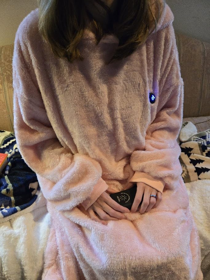 Double-Sided 12V Wearable Heated Blanket, 15000mAh Heated Blanket Battery Operated, Cordless Electric Heating Poncho Blanket, Portable Heated Throw Blanket Hoodie 3 Heat set for Car, Outdoor, Camping, Party customer photo 1