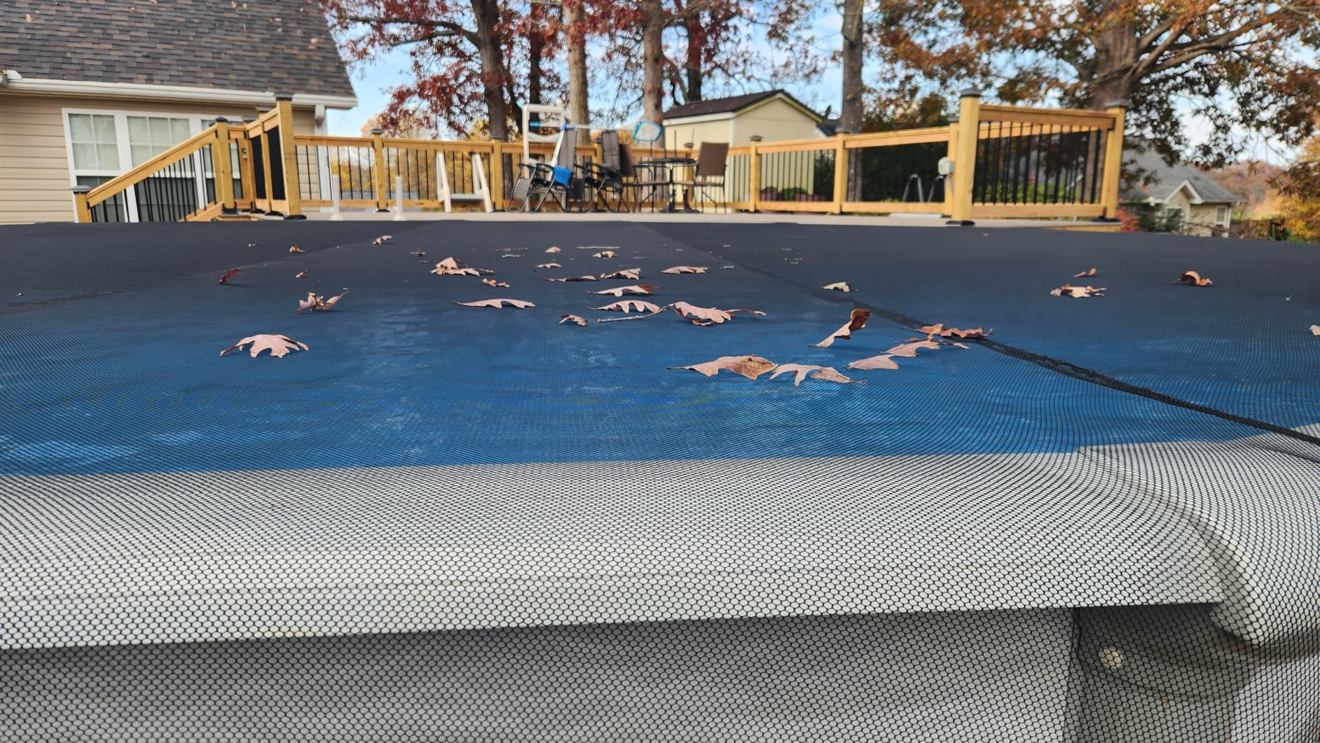 24 FT Pool Leaf Net Cover for Above Ground Pools, Ultra-Fine 0.15'' Mesh Pool Cover with Winch & Cable, Pool Leaf Cover Prevents Leaves and Debris from Entering Pool customer photo 2
