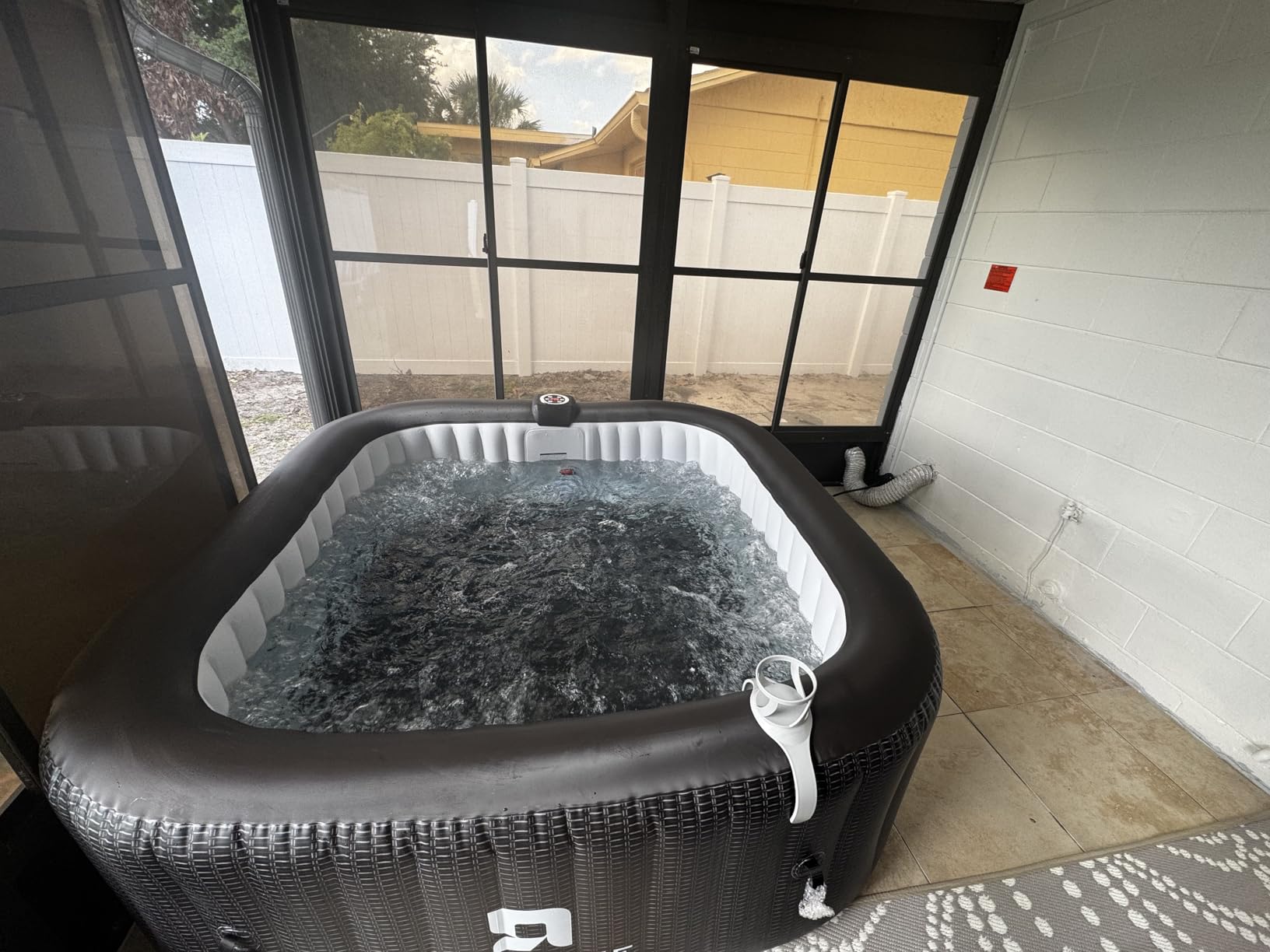 Portable 2 Person Hot Tub Inflatable, Outdoor Blow Up Hottub with Led Light, Energy Efficient Cover, 100 Air Jets Built in Heater Pump, Oval Spa for Relaxation, Table Tray, 2 Filters, Oval customer photo 1
