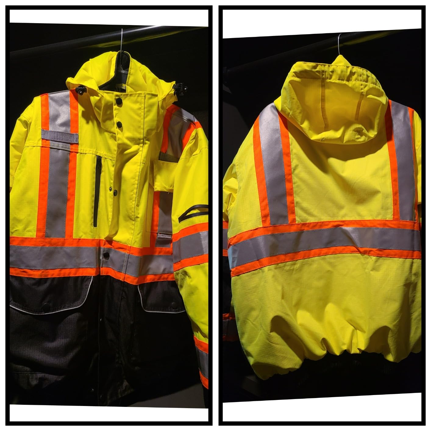 JKSafety Heated Safety Jacket for Men Women Hi Vis Construction Work Jacket for Winter | Cold Weather PPE | ANSI Compliant (118A-Black M) customer photo 2