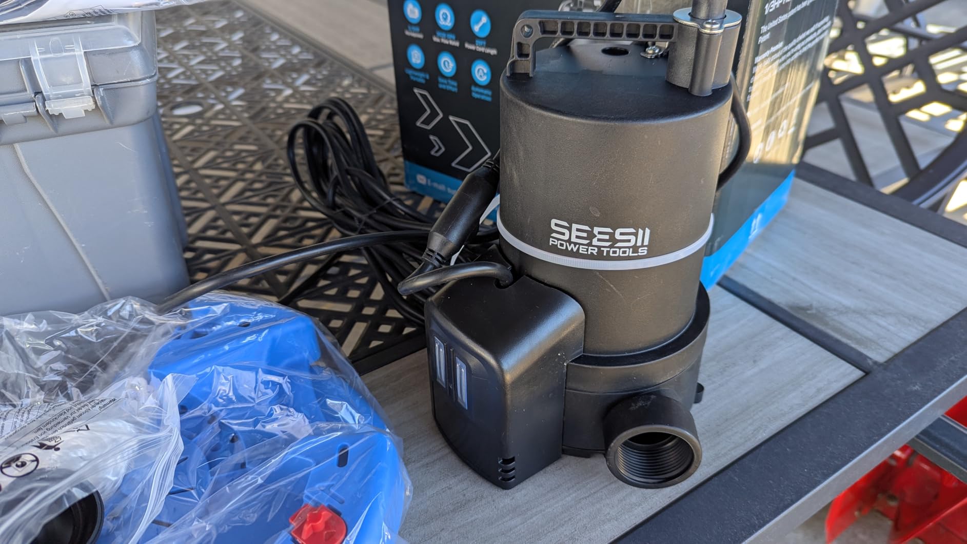 SEESII 1/3HP Pool Cover Pump - Automatic On/Off, 3035GPH Submersible Water Pump with Filter Net, 25ft Power Cord, Check Valve, Sump Pump for Swimming Pool, Hot Tubs, Pond, Basement, Rooftops customer photo 2