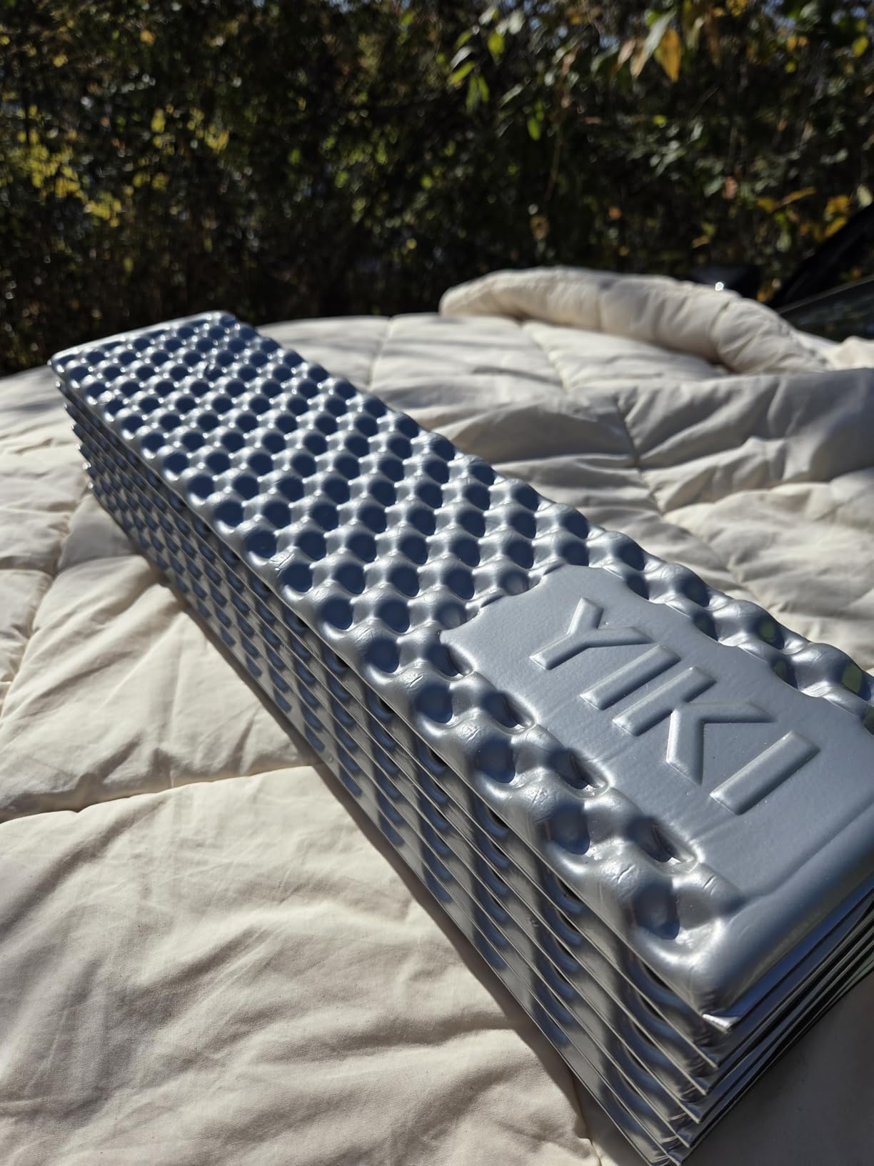 YIKI Closed Cell Foam Sleeping Pad for Camping, 72.8x22 inch, Ultralight Foldable Foam Sleeping Mat with Heat Reflective Layer, Waterproof Backpacking Pad for Hiking, Tent, Outdoor Use customer photo 1