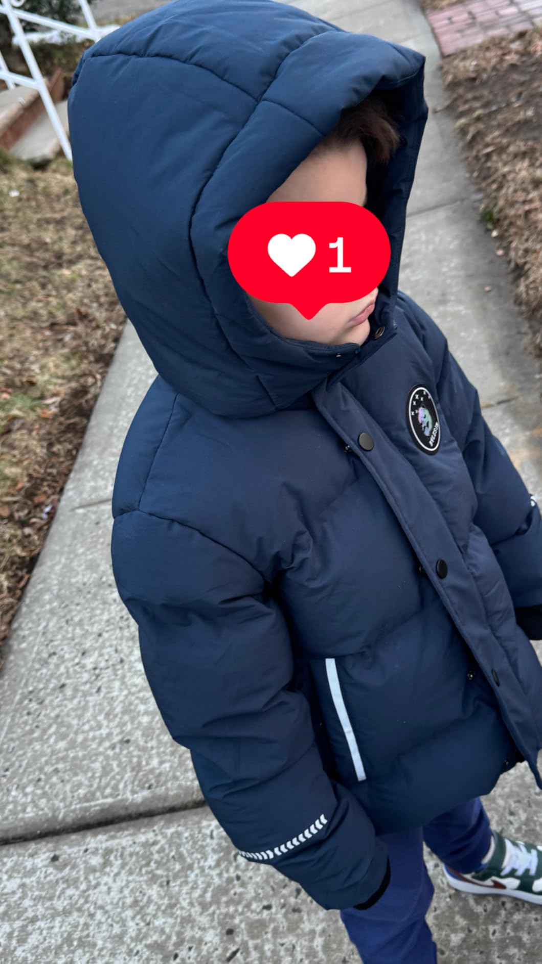 MoFiz Kids Boy's Waterproof Puffer Cotton Jacket Warm Fleece Lined Down Coat Thick Hooded Winter Coat customer photo 2