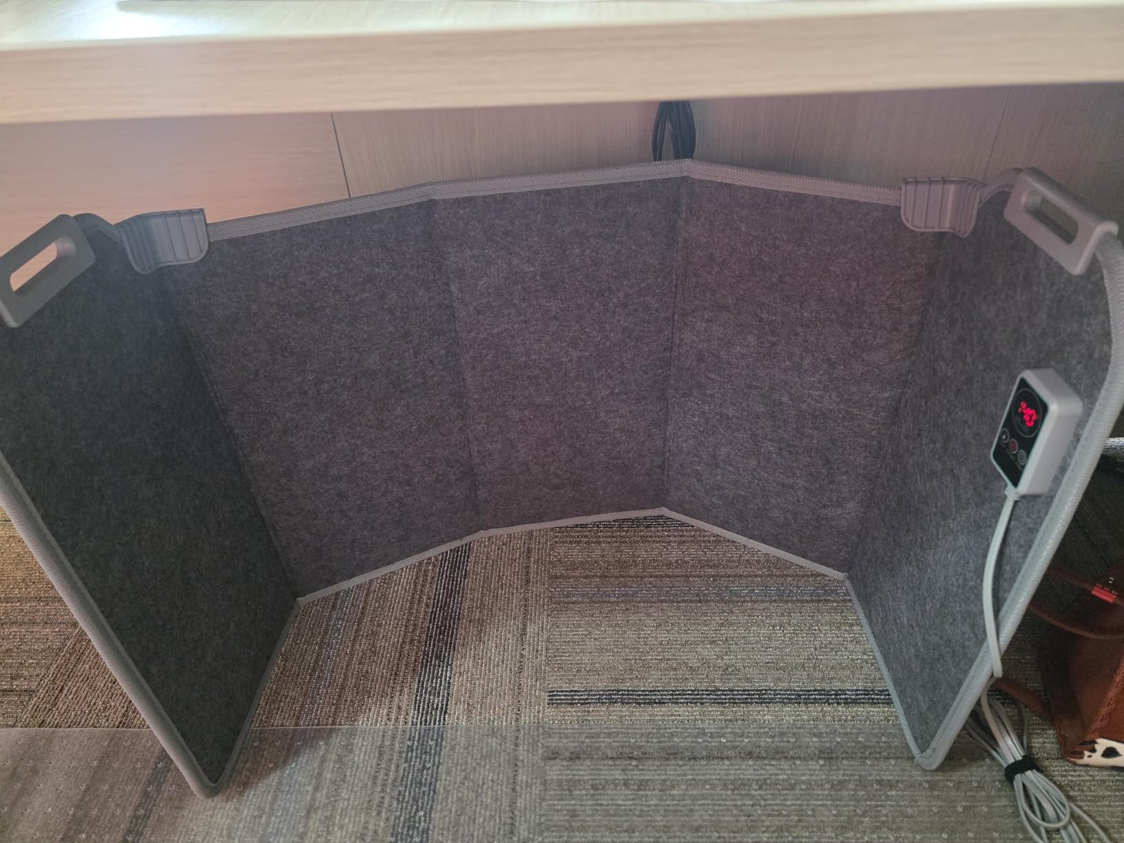Under Desk Heater for Office, Foldable Under Desk Foot Warmer with 12H Timer & 8 Heat Levels, Portable Space Heater for Leg, Foot and Ankle, Safe & Quiet Anti-tilt Surrounding Panel Heater, Grey customer photo 2