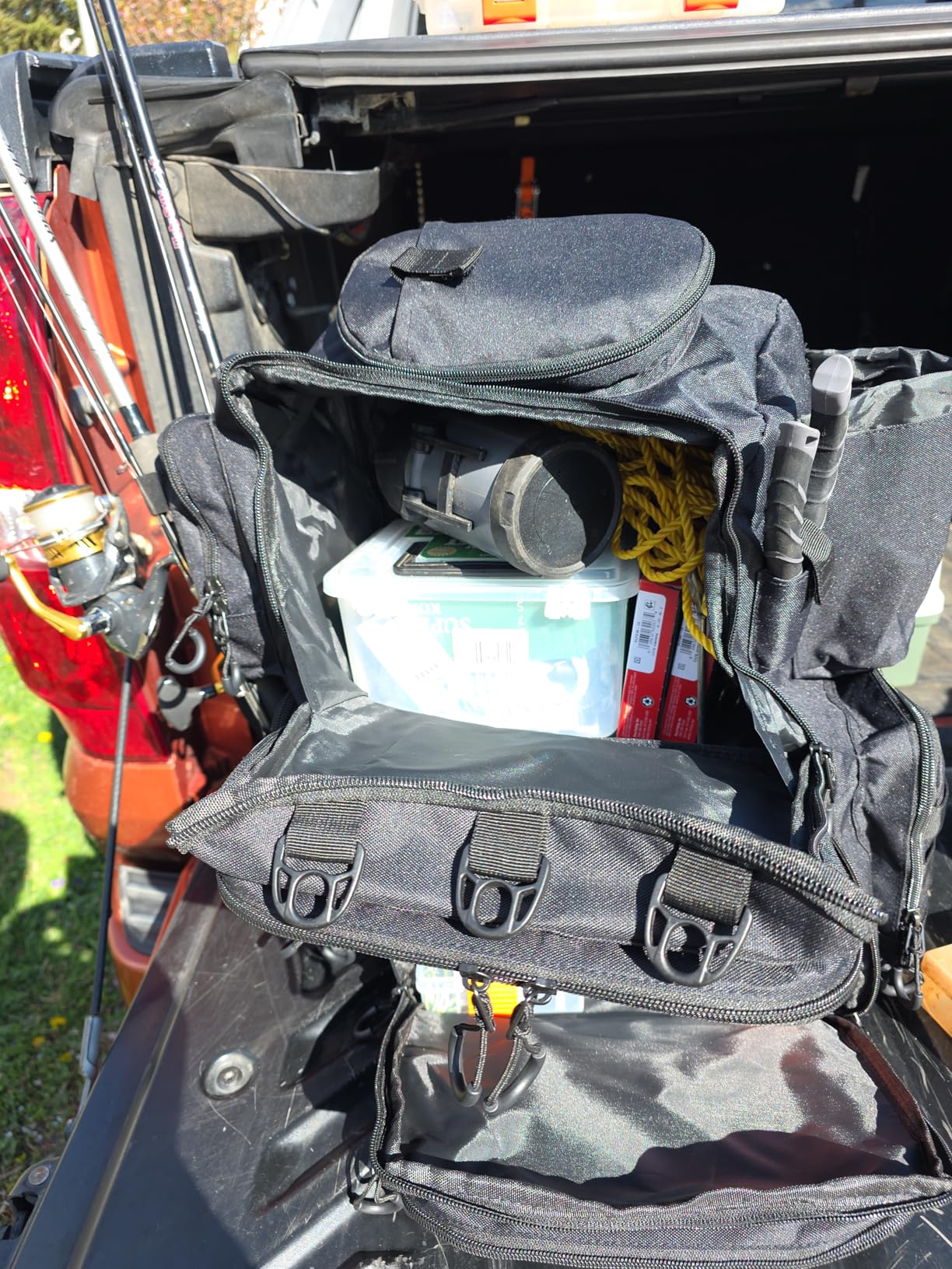 Tactical Fishing Backpack with Tackle Boxes, Rod Holders & Bottle Holder, 50L Large Tackle Box Backpack with Cooler customer photo 2