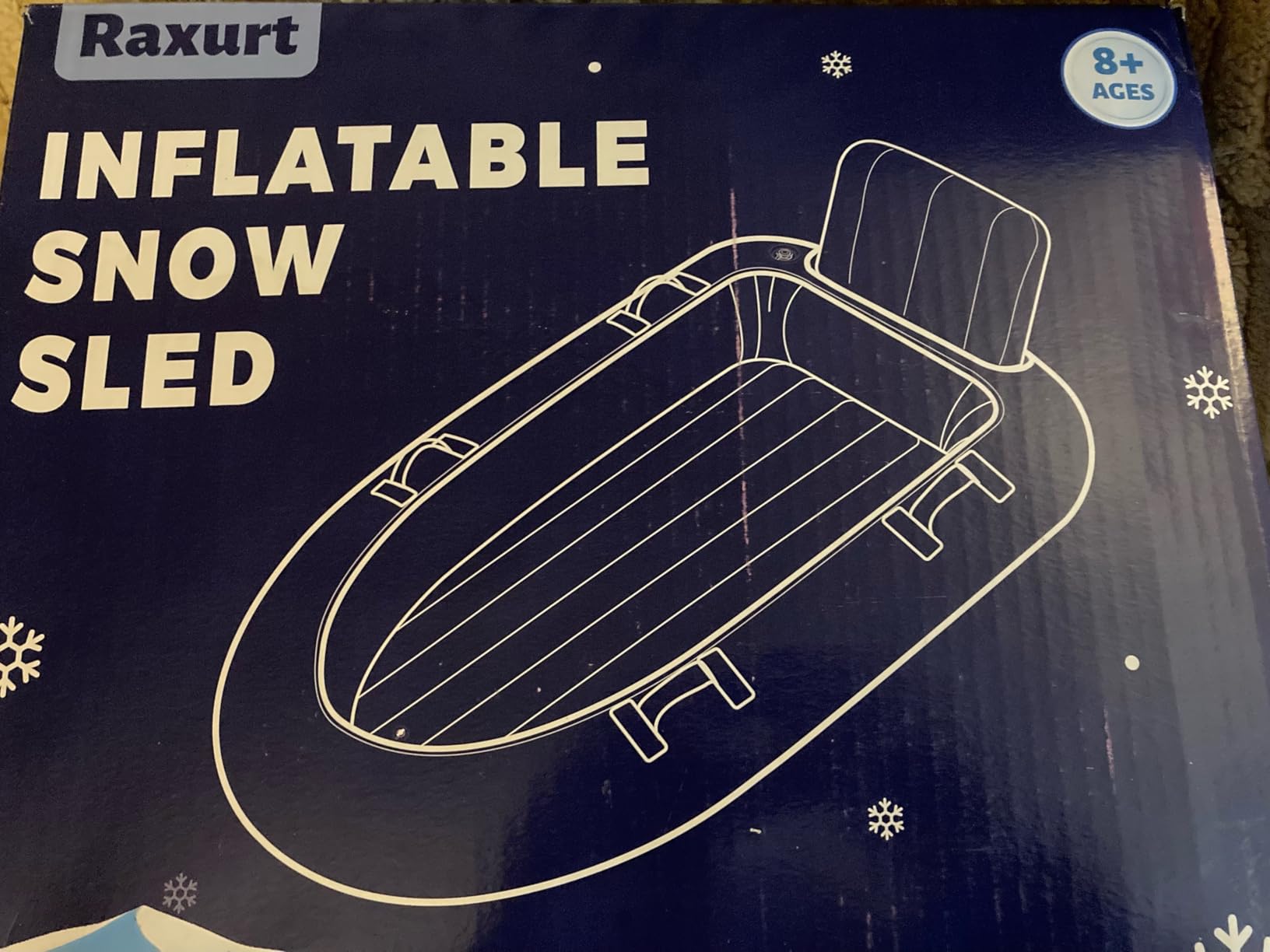 Raxurt Heavy Duty Snow Sled with Premium Canvas Cover, 2 Person Inflatable Snow Tube with Backrest & Bottom Anti-Skid Strips, Snow Sleds for Kids and Adults, Winter Outdoor Toys for Boys Girls Family customer photo 1