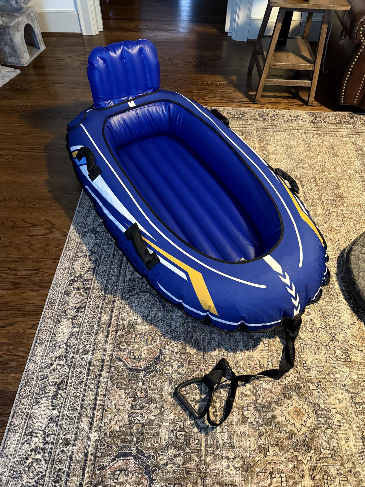 Raxurt Heavy Duty Snow Sled with Premium Canvas Cover, 2 Person Inflatable Snow Tube with Backrest & Bottom Anti-Skid Strips, Snow Sleds for Kids and Adults, Winter Outdoor Toys for Boys Girls Family customer photo 2