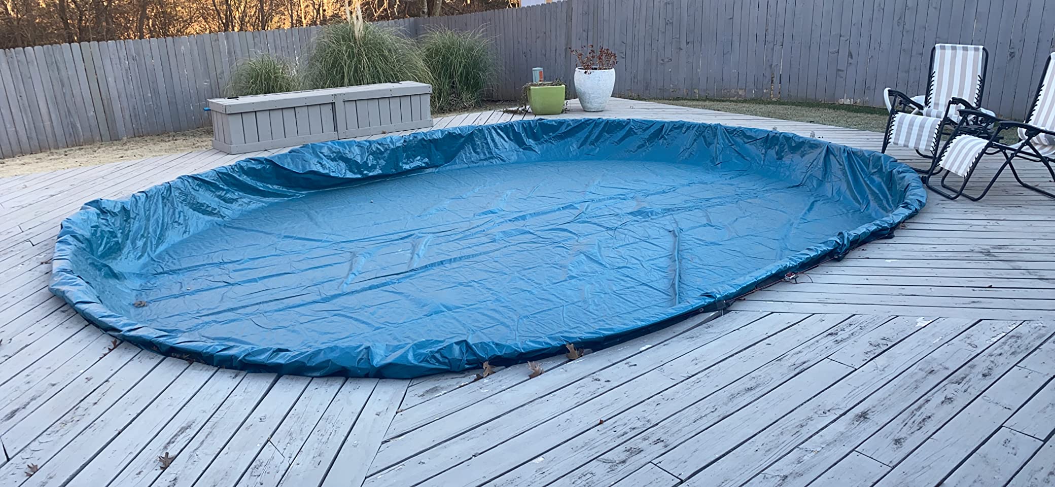 Robelle 16 x 32 ft Heavy Duty Green Winter Oval Pool Cover for Above Ground Pools, 4 ft Overlap (20 x 36 ft Cover Size), Solid 8 x 8 Scrim, 2.36 oz/yd2, 10-Year Warranty, Style: 321632-4A customer photo 1