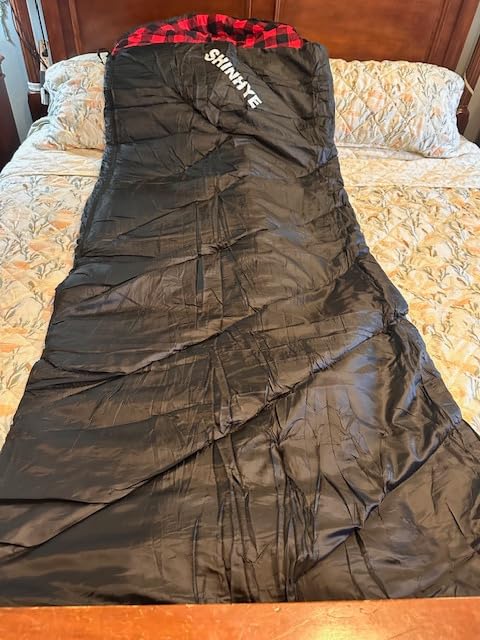 ShinHye 0 Degree Sleeping Bag for Adults - Cotton Flannel 4 Season Cold Weather Winter, XXL Big and Tall Camping Sleeping Bag with Compression Sack customer photo 1