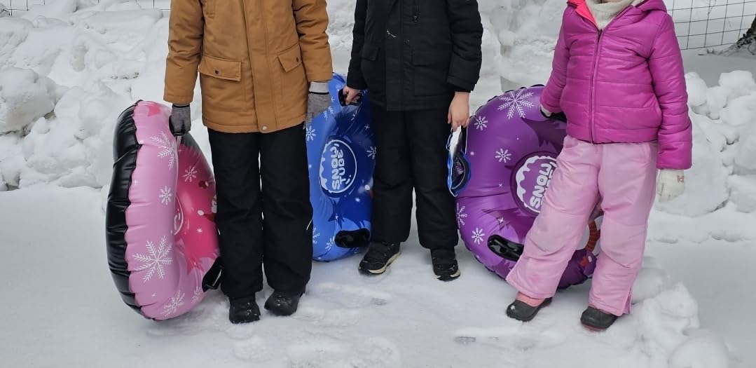 Snow Tube, 36'' 3Packs/4Packs Snowman Snow Tubes for Kids & Adults, Durable Cold-Resistant PVC Inflatable Snow Sled, Heavy-Duty Hard Bottom & Handles, Perfect for Family Boys Girls Sports Fun customer photo 1