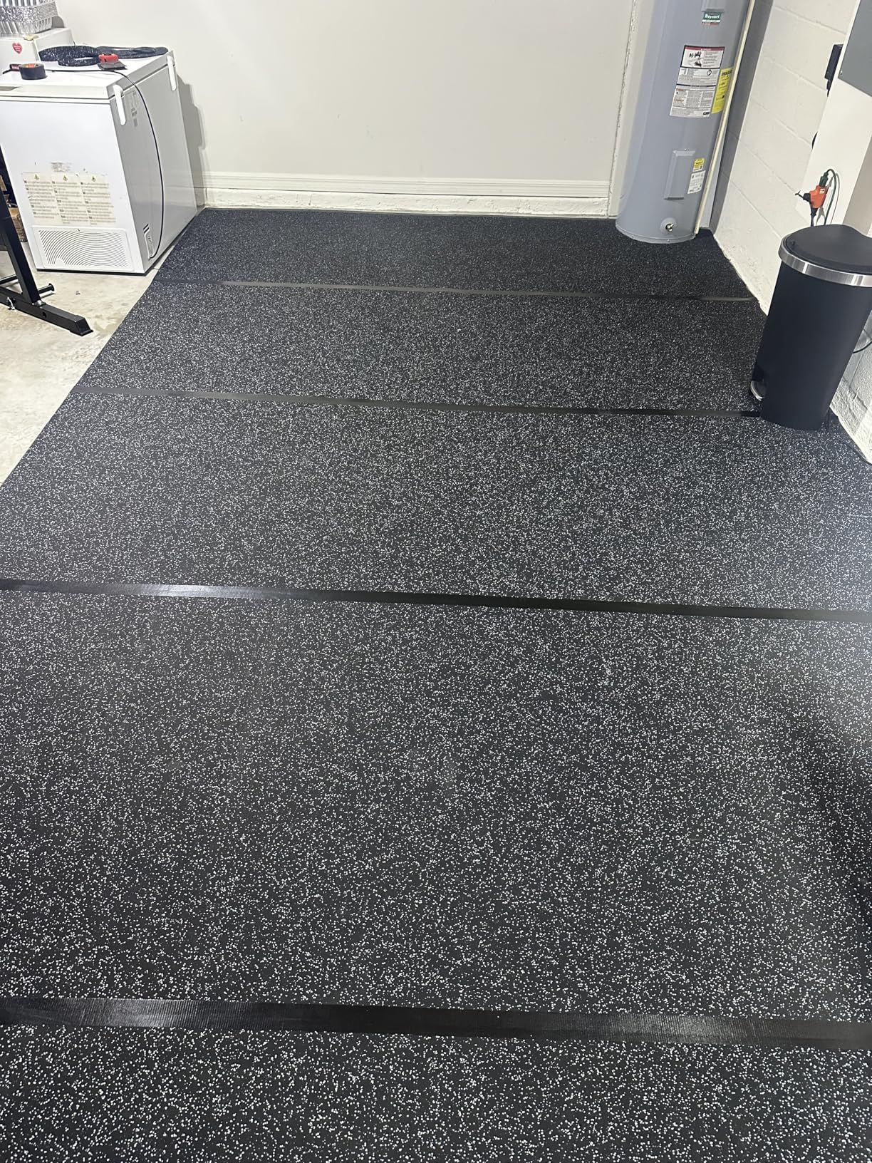4X10 FT Heavy Duty Rubber Gym Flooring Roll,Rubber Gym Flooring for the Basement, Garage, Gym, Home Gym Flooring, or Playroom -Non-Slip Shock Absorption,Black/Red customer photo 2