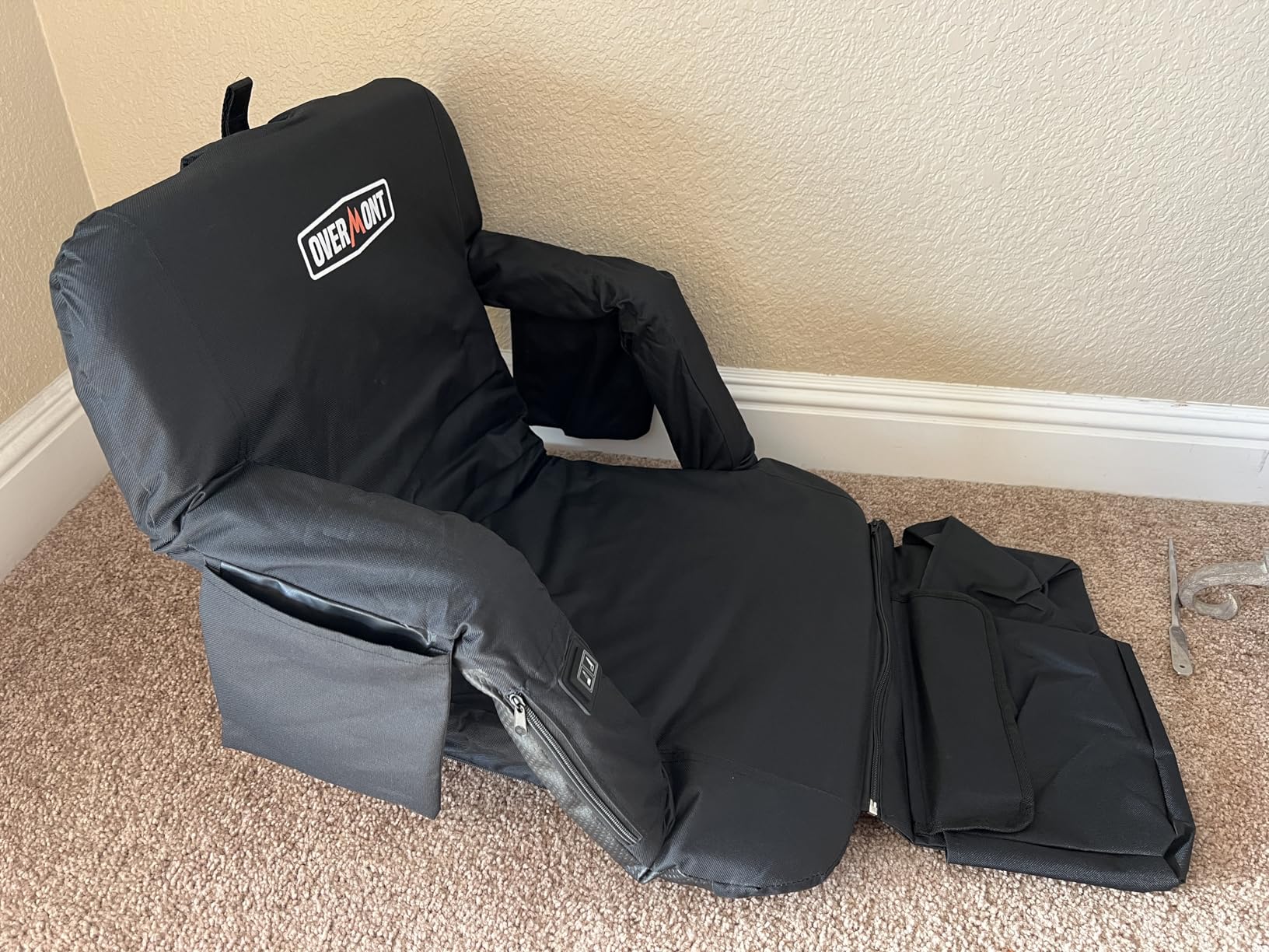 Overmont Heated Stadium Seat with Back Support - 3 Heat Levels, Dual-Zone Independent Control, 6-Position Recliner, Wide Cushion Dual Hooks Multiple Pockets - Bleacher Chair for Sport Camping Concerts customer photo 1