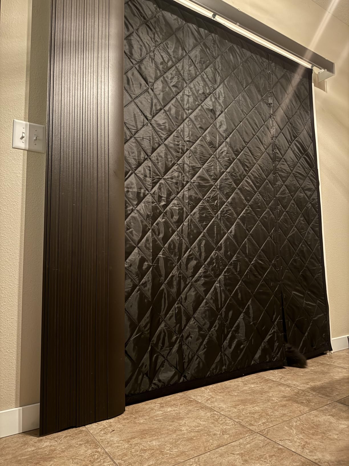Reversible Wide Magnetic Thermal Insulated Door Curtain for Winter, Thicken Polyester Fiberfill & Heavy Duty Oxford Cloth, Temporary Window Insulation Cover Curtain for French Sliding Door, 74
