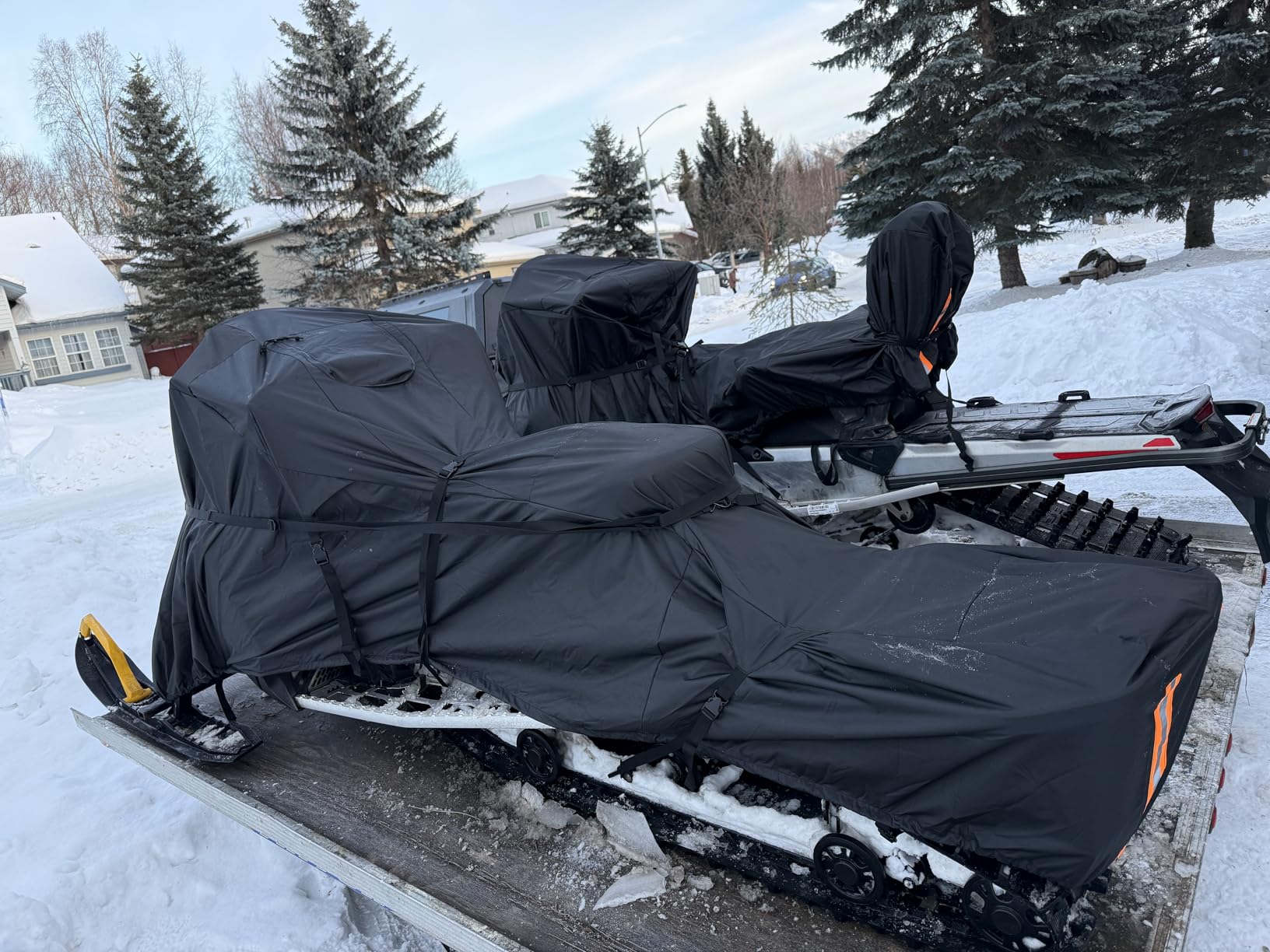 Comnova Snowmobile Cover 115 Inch - Premium 600D Outdoor Snowsled Cover, Heavy Duty & Waterproof All Weather Protection Covers, Black, Fit Up to 115