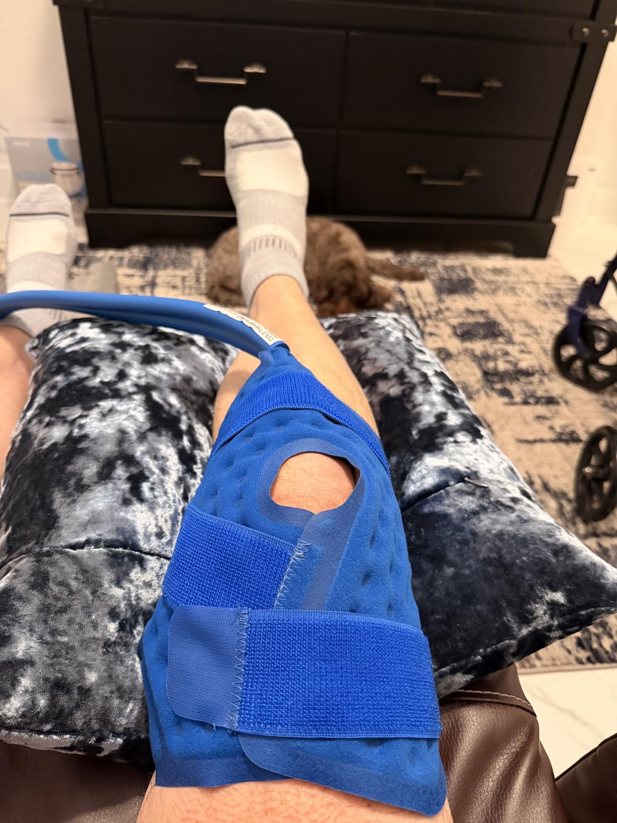 Cold Therapy Machine, Program Timer Ice Machine for Knee After Surgery, Portable Ice Therapy Machine with Quiet Pump, Large Cold Pad for Ankle, Arm Joints, Sports Injuries, Cryotherapy Pain Relief customer photo 1