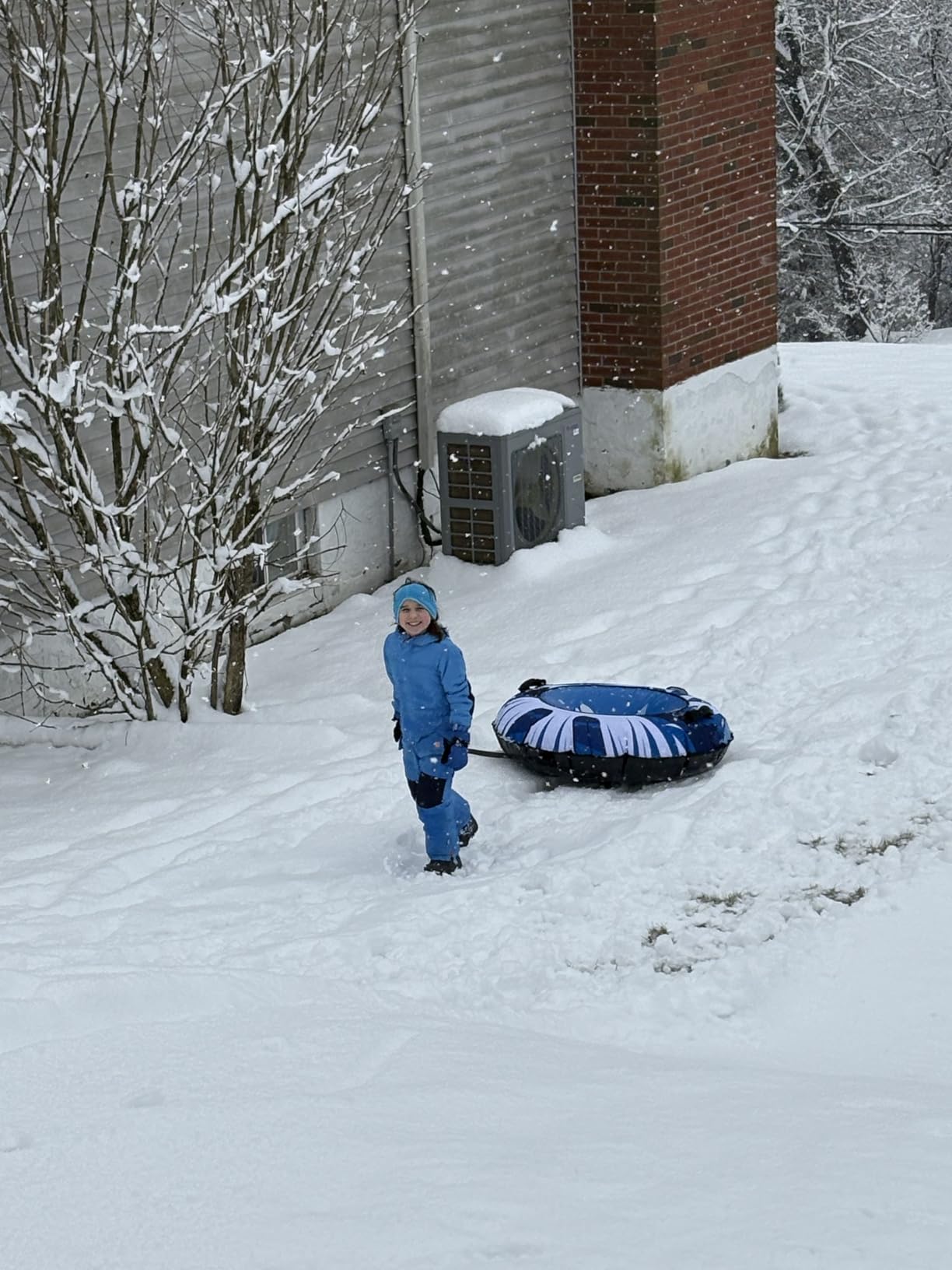 Snow Tube Sled with Premium Canvas Cover, Heavy Duty Snow Tubes for Sledding, 47