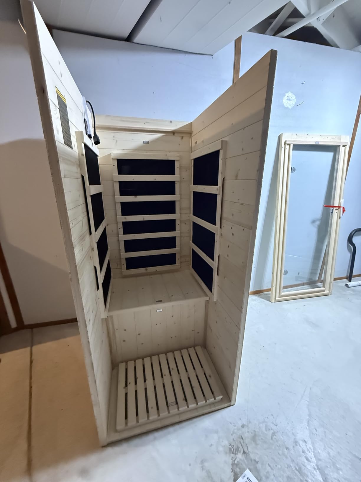Albott Outdoor Sauna 4 Person, Infrared Saunas for Home, Low EMF 2850W/240V/20A Spruce Wood Dry Sauna with Tourmaline Stone Foot Warmer, 7-Color Light Therapy & 2 Bluetooth Speakers customer photo 2