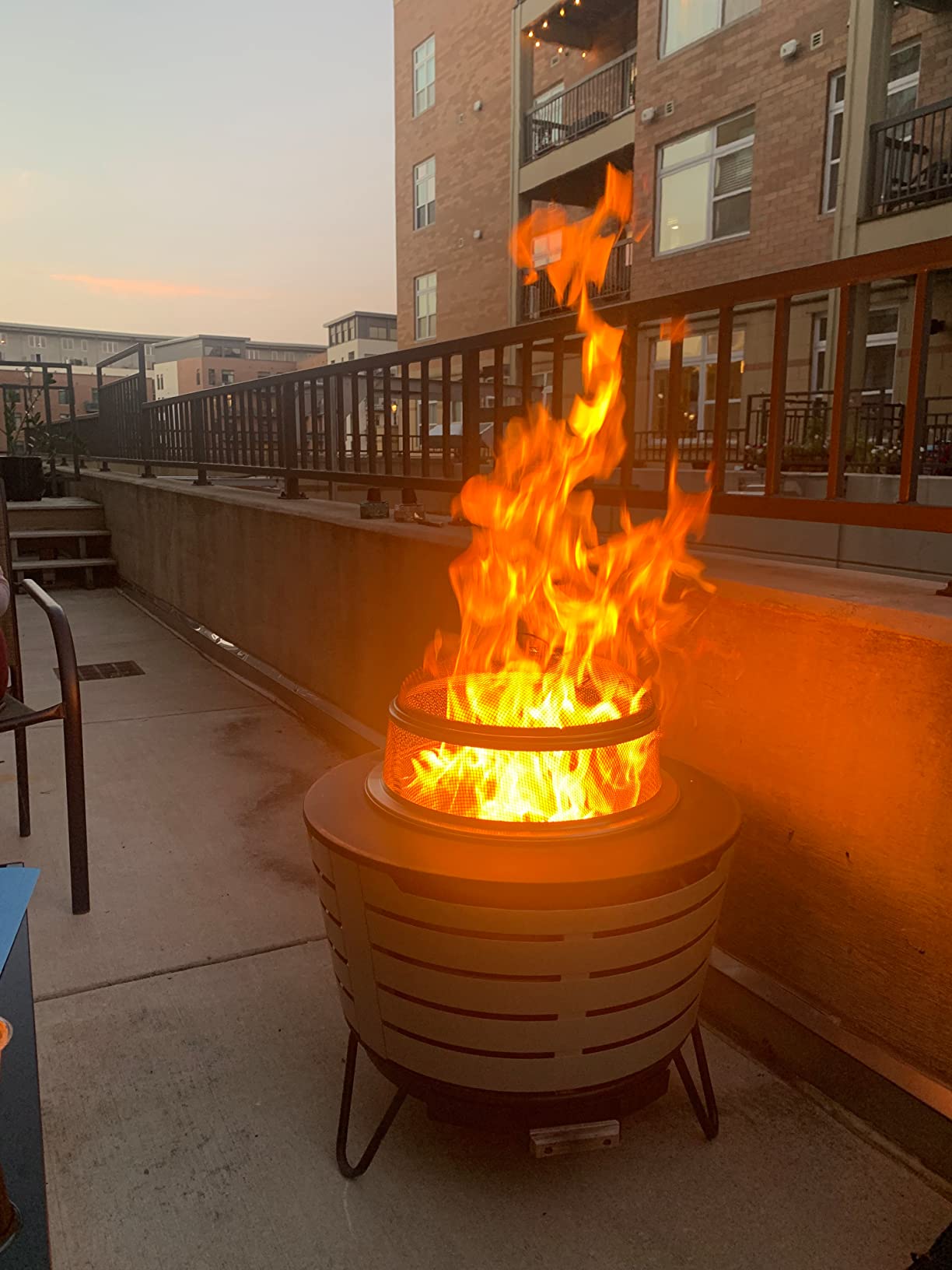TIKI Fire Pit Screen & Poker Set - Spark Protector, Ember Guard & Fire Poker for Safe Smokeless Fires - Durable Gold & Black Metal Fire Pit Accessories - Fits Patio, Social, and Huddle Fire Pits customer photo 2