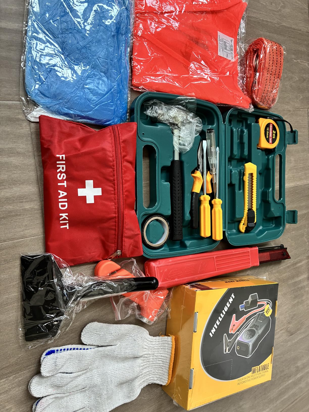 Car Emergency Kit with Jumper Starter and Air Compressor, Roadside Emergency Tool Kit for Truck Vehicle Auto, Winter Travel Road Side Safety Essential Survival Bag with First Aid Kit customer photo 2