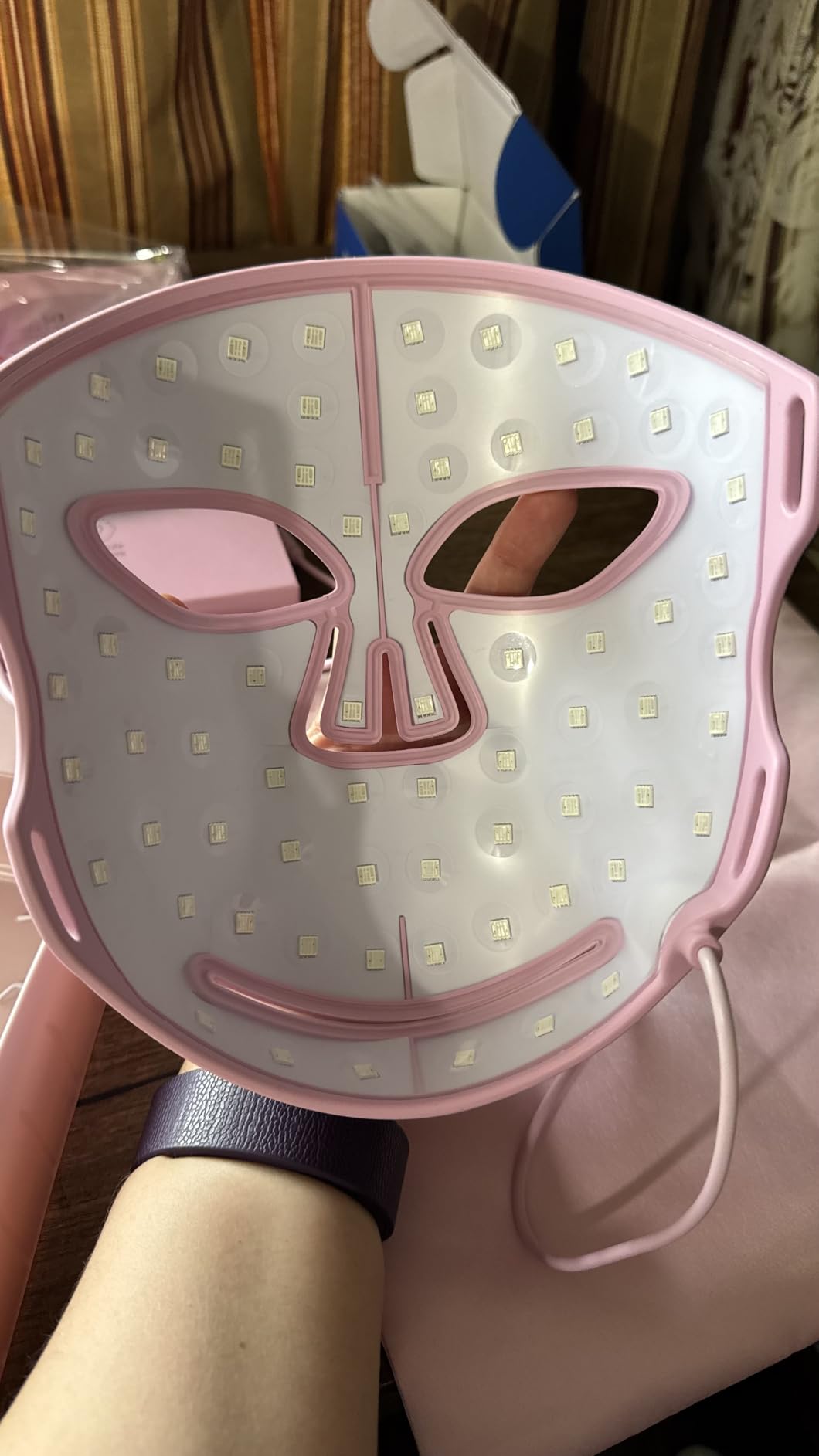 VogueNow LED Light Therapy Mask - FDA-Cleared Device for Wrinkles & Acne - Red Light Therapy for Face with Chin & Lip Coverage - Red, Blue & Near Infrared Facial Skincare Device with 280 LEDs customer photo 1
