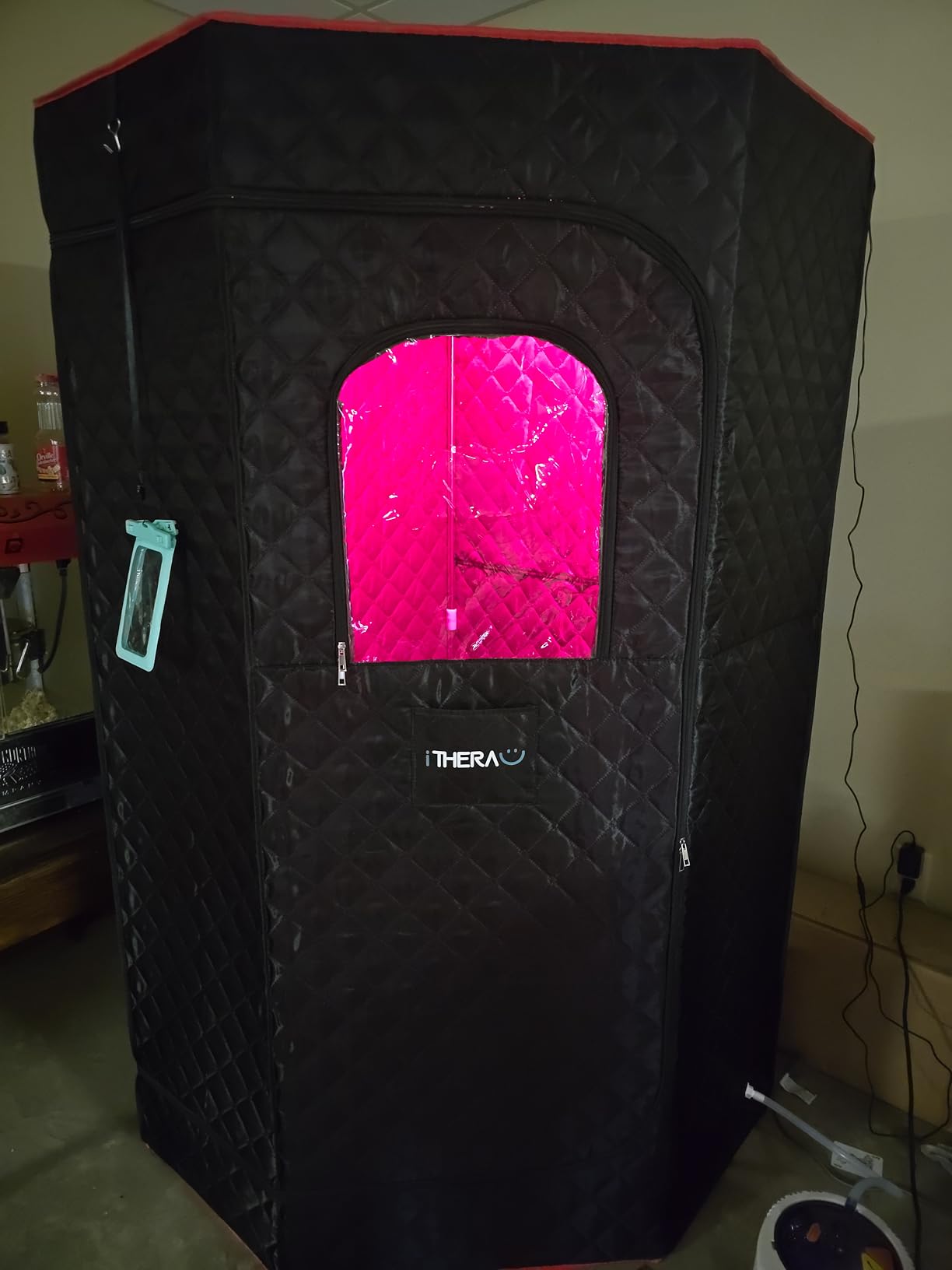 I-THERA-U XL Infrared Sauna Box with True 660 & 850nm Red Light Therapy Lamp, Portable Red Light Sauna for Home, Full Body Steam Tent with 3L 1200w Steamer, 15 Levels Heat, Chair, Remote customer photo 2