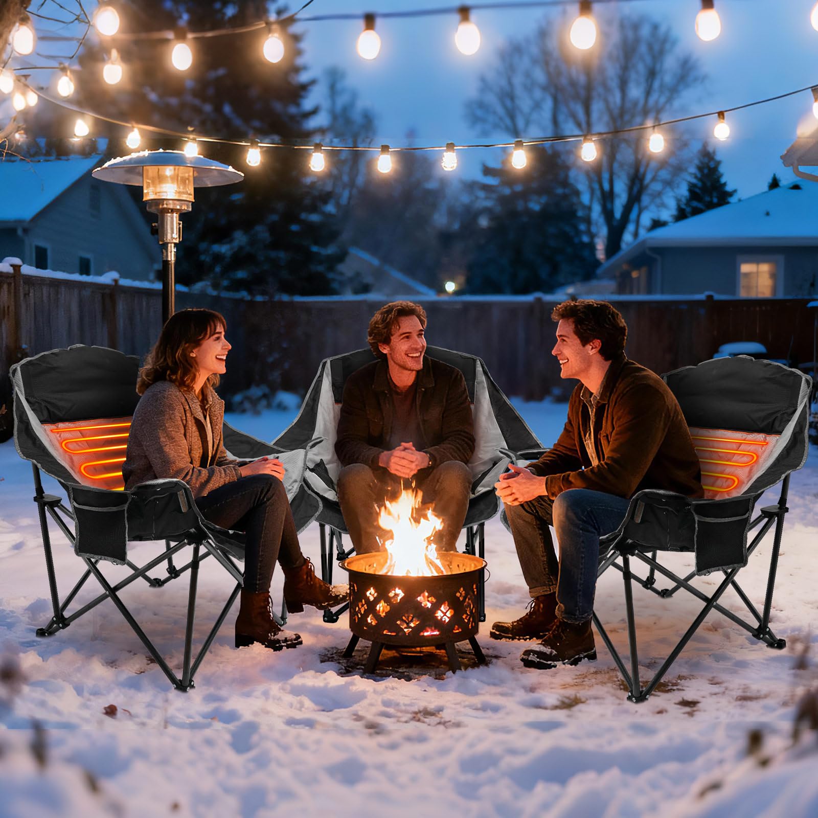 Suteck Heated Camping Chair with 20000mAh Battery, Oversized Heated Chairs W/3 Heat Levels & 2 Heating Zones, Portable Heated Folding Chair Use for Outdoor Sports, Camping, Lawn customer photo 1