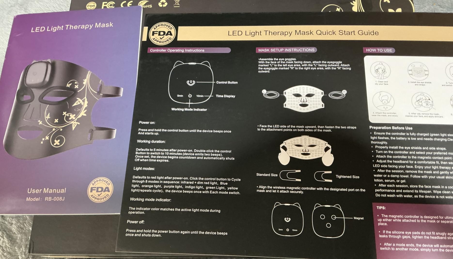 FDA Cleared Red Light Therapy Mask for Face, RB-008J LED Light Therapy Mask with Infrared/Blue/Red+Blue Modes for Wrinkles & Mild to Moderate Acne, Home-Use LED Face Mask customer photo 2