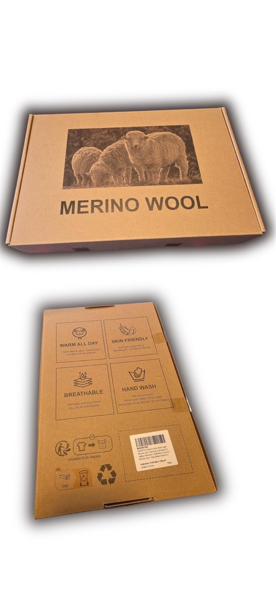 Merino Wool Base Layer Women Set, Thermal Underwear for Ladies, Womens 100% Wool Top and Bottom Sets 180g customer photo 1