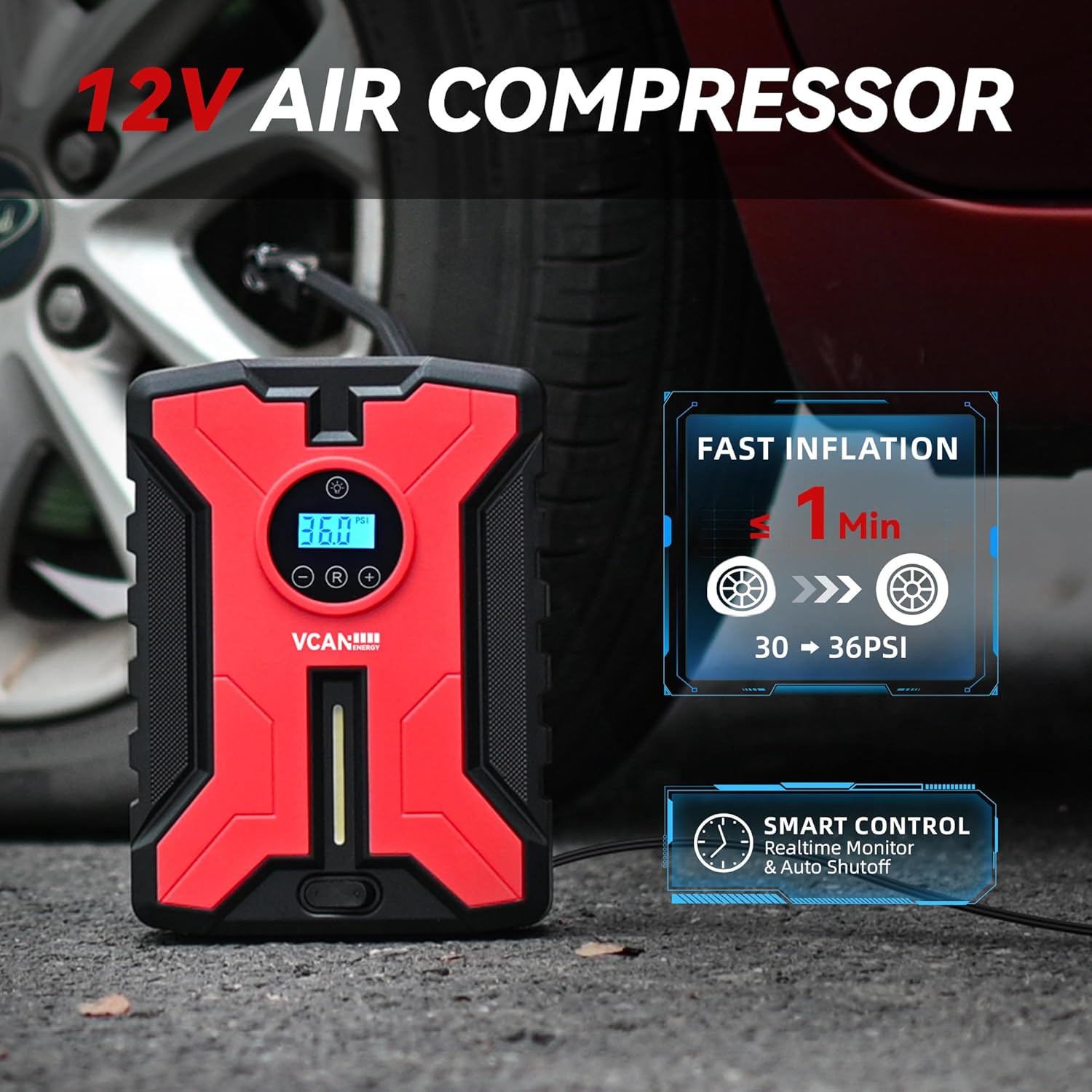 Car Emergency Safety Kit Bag with Portable Air Compressor, Jumper Cables,First Aid Kit, Winter Vehicle Roadside Emergency Kit with Snow Brush and Ice Scraper, for Women, Men, Teen customer photo 2