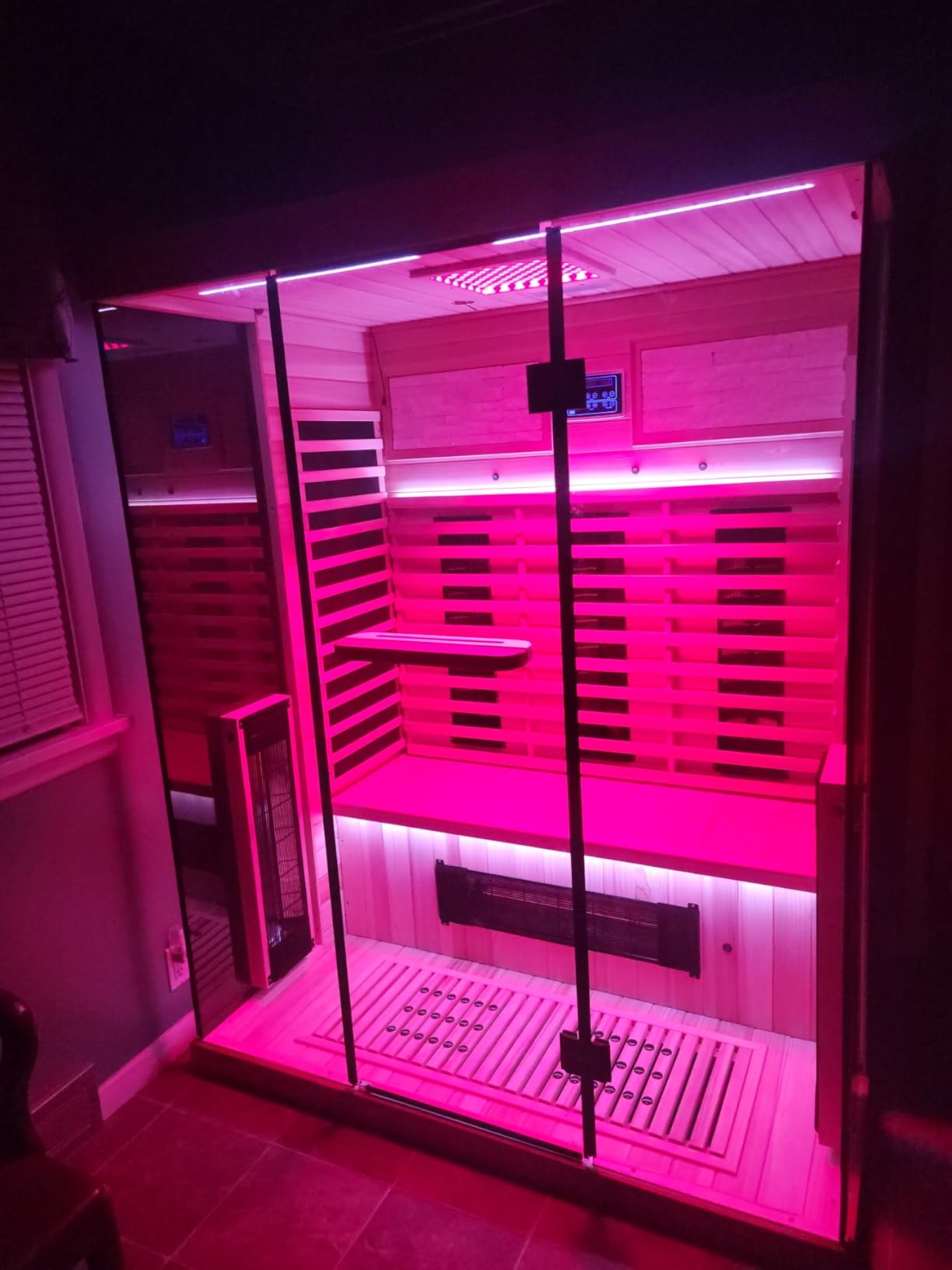 MEISSALIVVE Full Spectrum Infrared Sauna, 4 Person Home Sauna, Red Cedar Luxury Indoor Spa Sauna with Resonance Speaker, Panoramic Tempered Glass Door customer photo 1