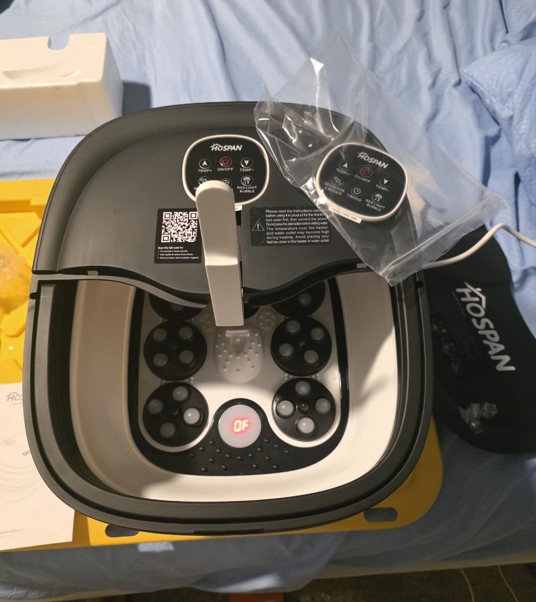 HOSPAN Collapsible Foot Spa Electric Rotary Massage, Foot Bath with Heat, Bubble, Remote, and 24 Motorized Shiatsu Massage Balls. Pedicure Foot Spa for Feet Stress Relief customer photo 2