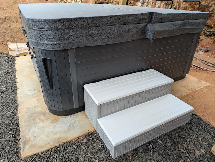 CAMMOO Hot Tub Steps - Double-Decker Large Storage & Snap-Together Assembly, Fully Sealed Spa Steps with Non-Slip Wider Step, Hot Tub Stairs, Outdoor/Indoor, Black customer photo 1