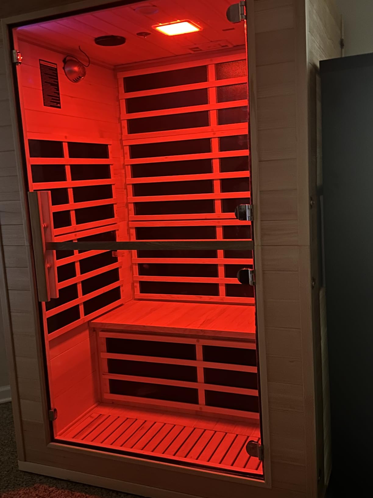 2 Person Far Infrared Sauna for Home, Canadian Hemlock Wood Infrared Sauna, 1800W Low EMF Sauna with 8 Mica Heating Panels, Bluetooth, FM Radio, Color Light Therapy, Indoor Home Spa Sauna customer photo 1