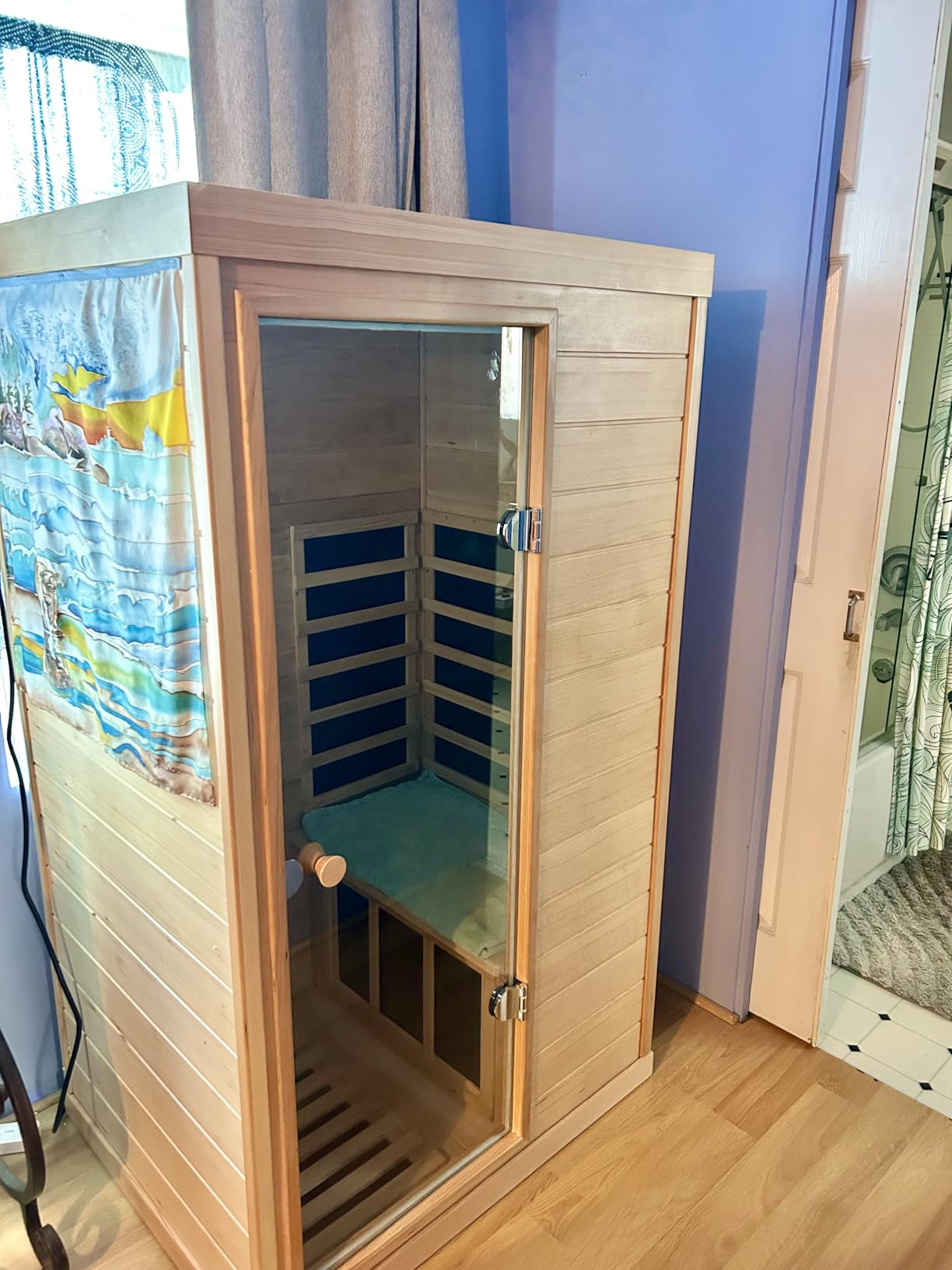 LTCCDSS Full Spectrum Outdoor Sauna 5 Person, Folding Lounge Chair, Far Infrared Low EMF Sauna Room for Home, Chromotherapys | Bluetooth Speakers | Canadian Hemlock | 81.1 * 60.6 * 83.5 in customer photo 2