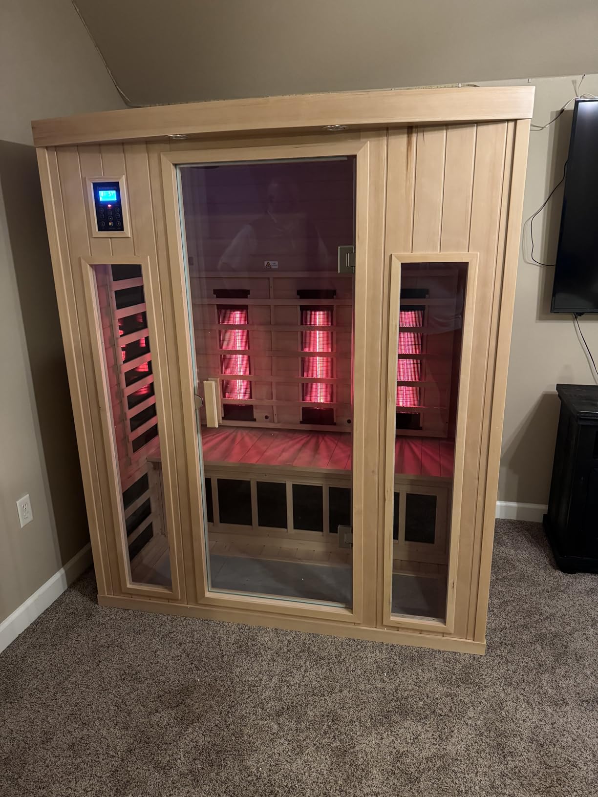 LTCCDSS Full Spectrum Outdoor Sauna 4 Person, Far Infrared Sauna, Low EMF Sauna Room for Home, Canadian Hemlock, 73.09 x 48.66 x 83.5 in customer photo 1